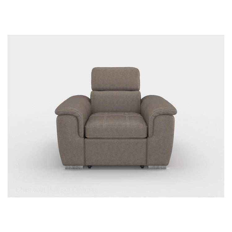 CHAIR W/ ADJ HEADREST AND PULL-OUT OTTOMAN, TAUPE 100% POLYESTER 8228TP-1