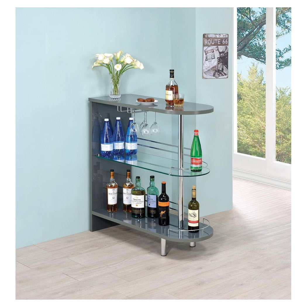 Adolfo 3-tier Bar Table Glossy Grey and Clear 101073