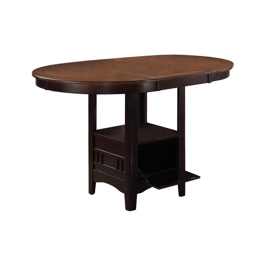 Lavon Oval Counter Height Table Light Chestnut and Espresso 105278