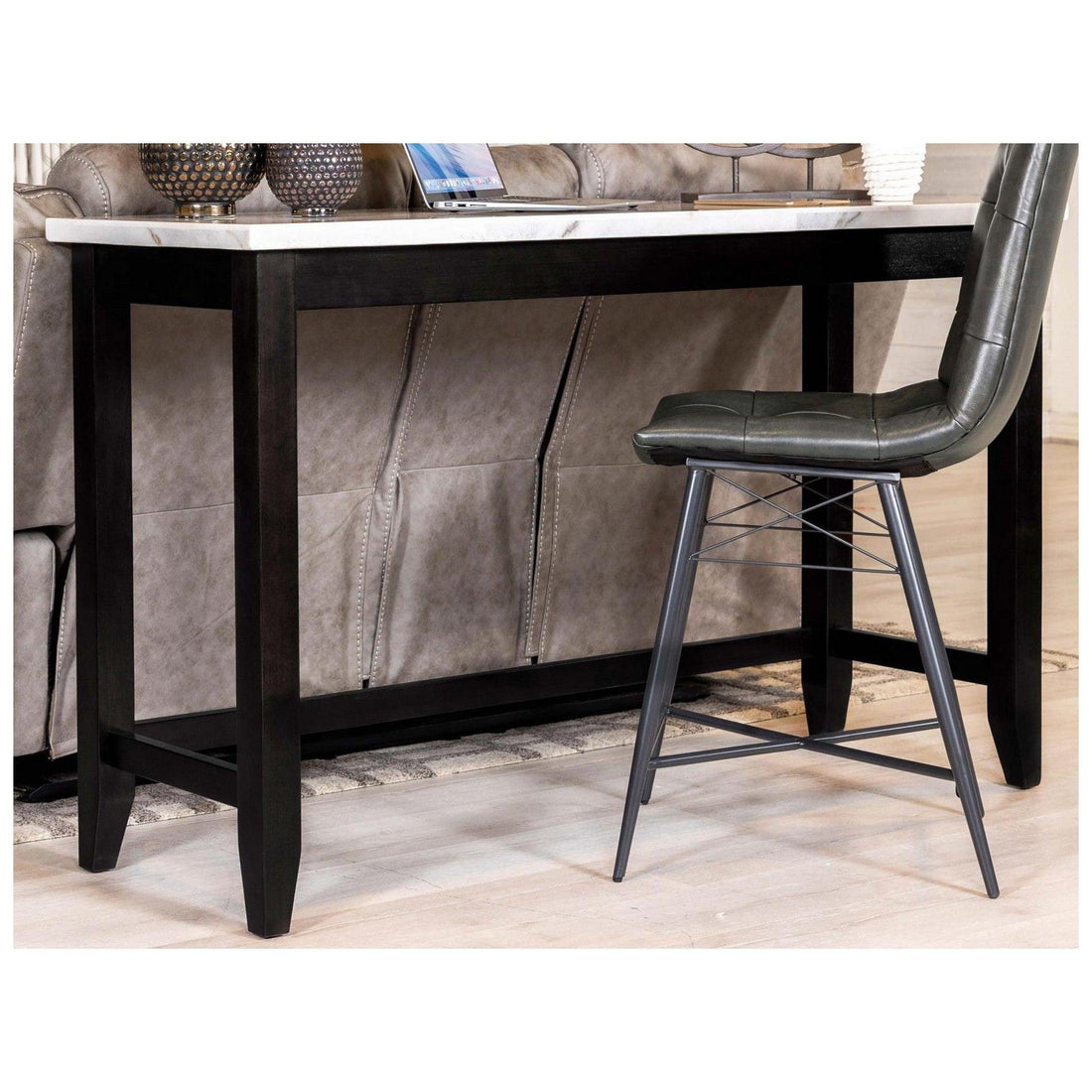 Toby Rectangular Marble Top Counter Height Table Espresso and White 115528