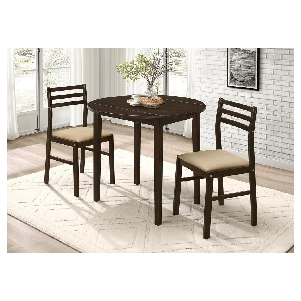 Bucknell 3-piece Dining Set with Drop Leaf Cappuccino and Tan 130005