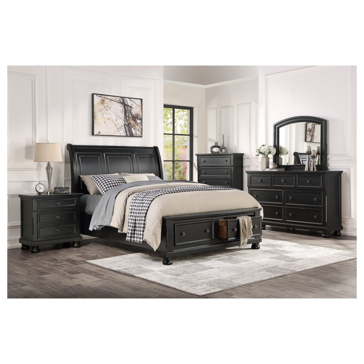 (3) CK PLFM BED W/ FB DRAWERS 1714KBK-1CK*