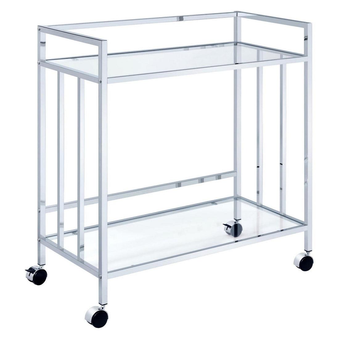 Cara Rectangular Glass Bar Cart Chrome 181382