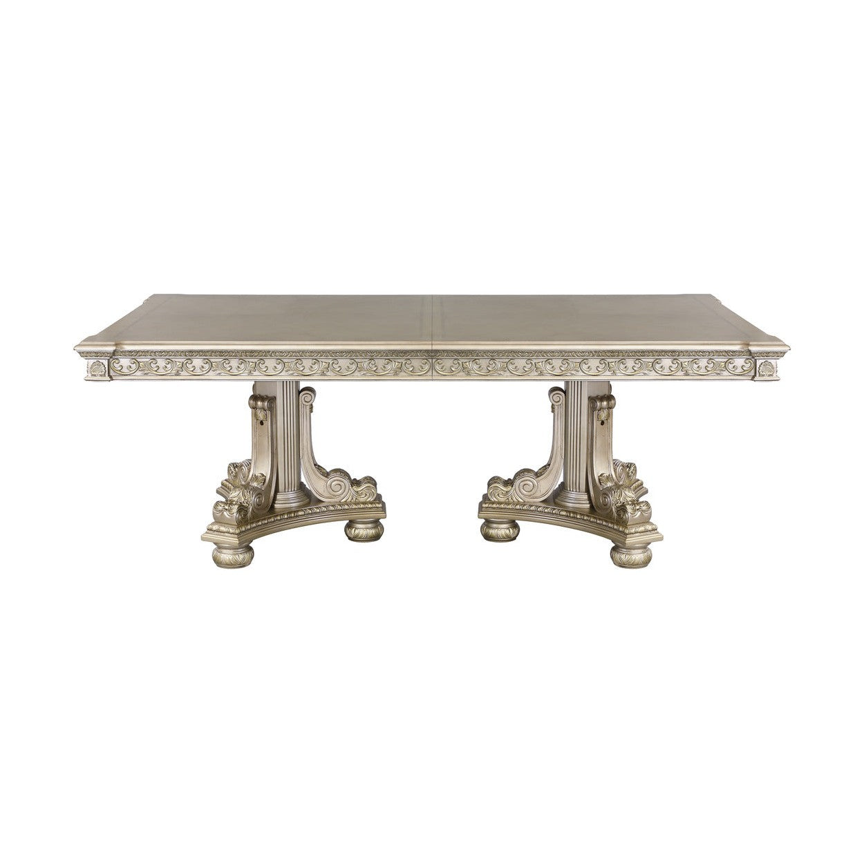 (2) Double Pedestal Table, Platinum Gold Finish 1824PG-112*