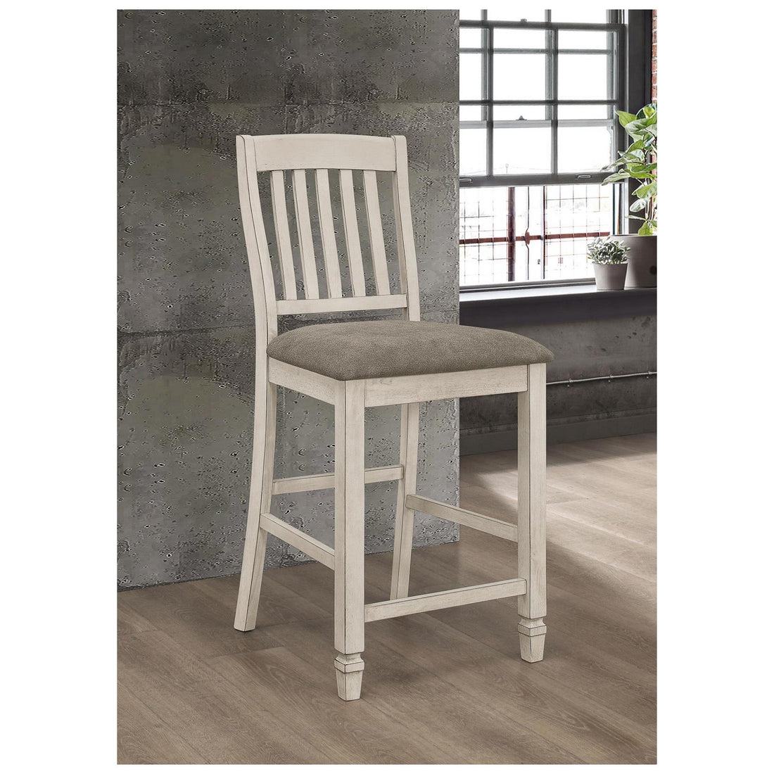 Sarasota Slat Back Counter Height Chairs Grey and Rustic Cream (Set of 2) 192819