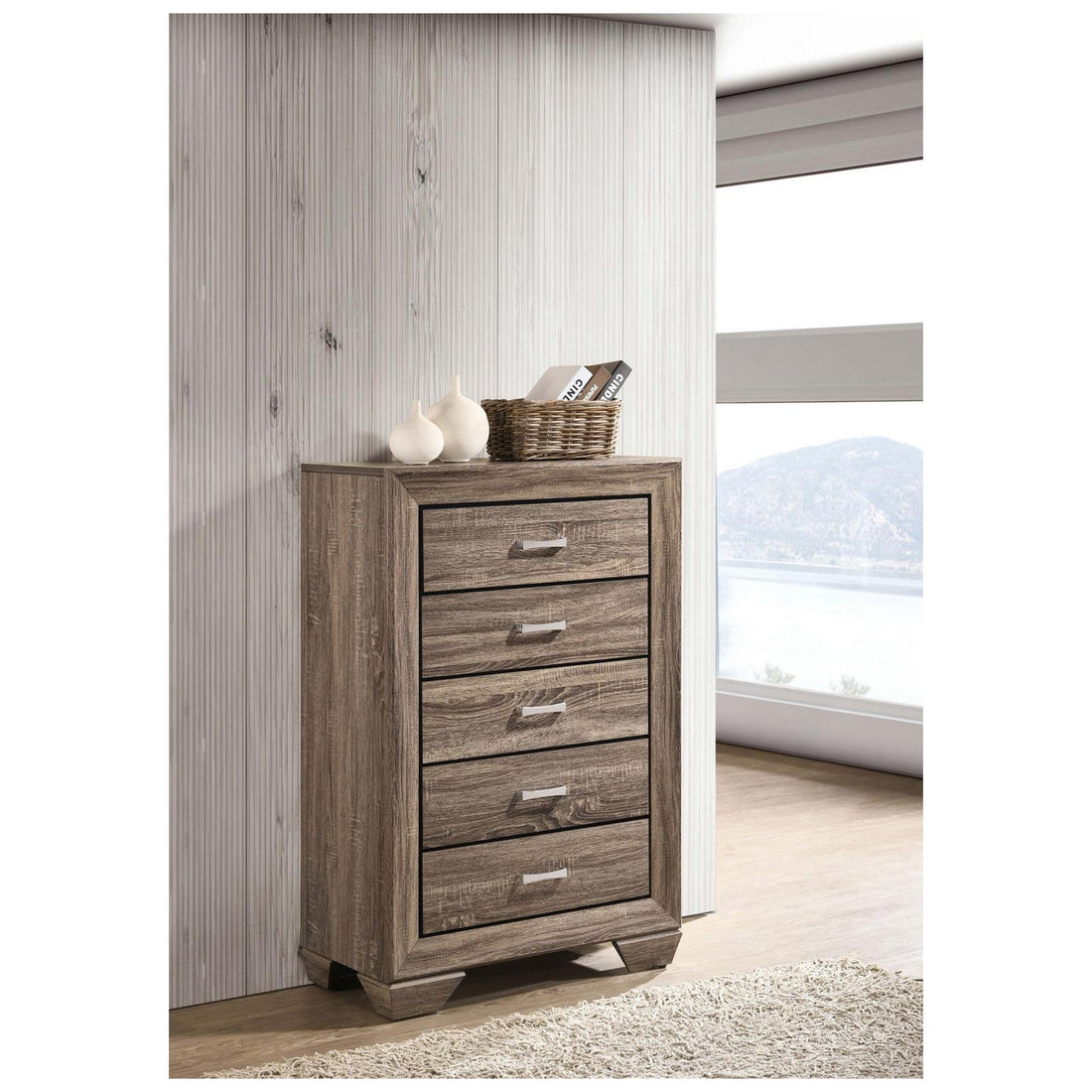 Kauffman 5-drawer Chest Washed Taupe 204195