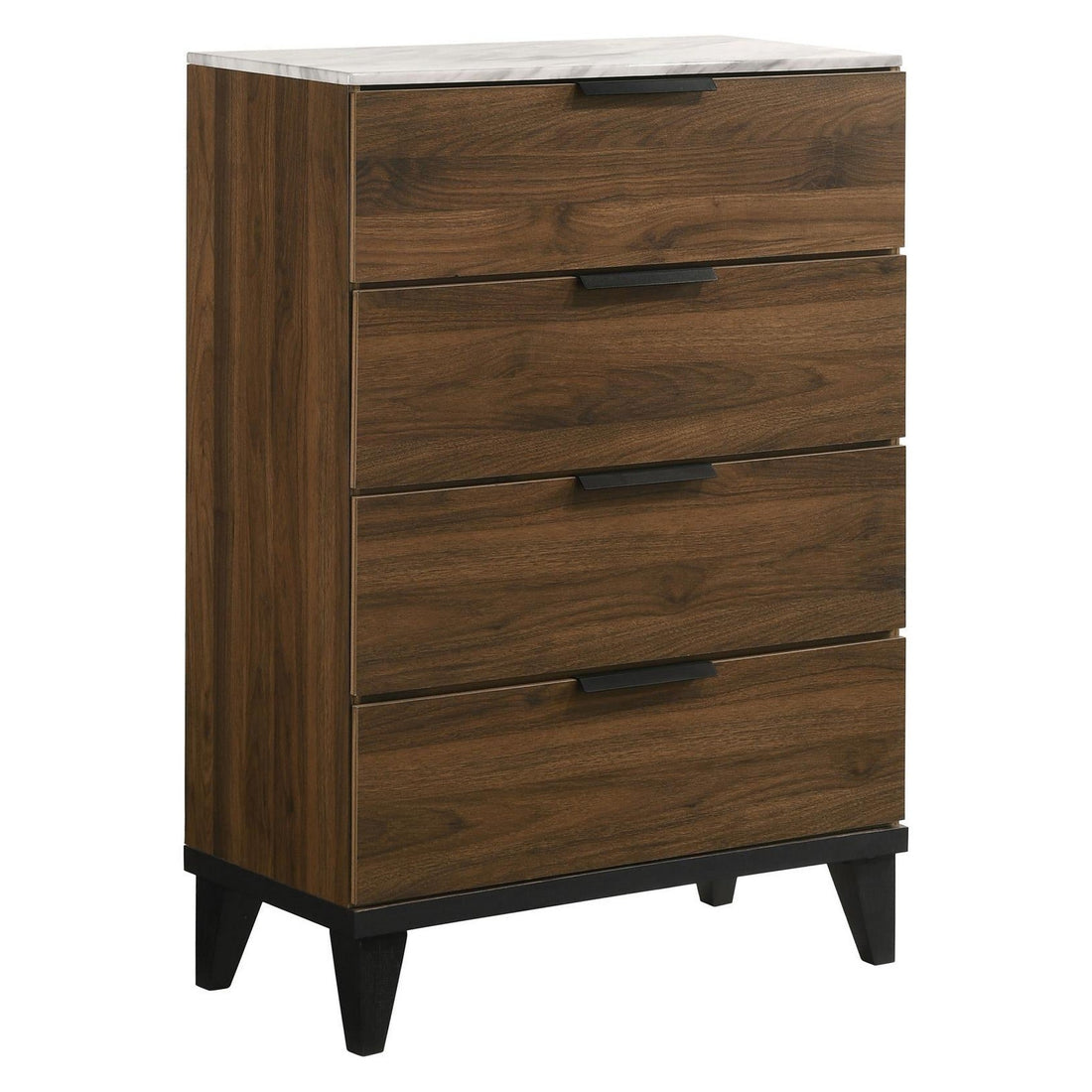 Mays 4-drawer Chest Walnut Brown with Faux Marble Top 215965