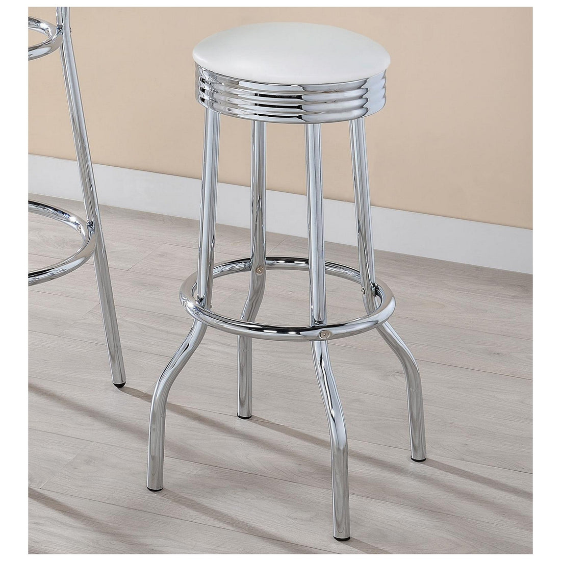 Theodore Upholstered Top Bar Stools White and Chrome (Set of 2) 2299W