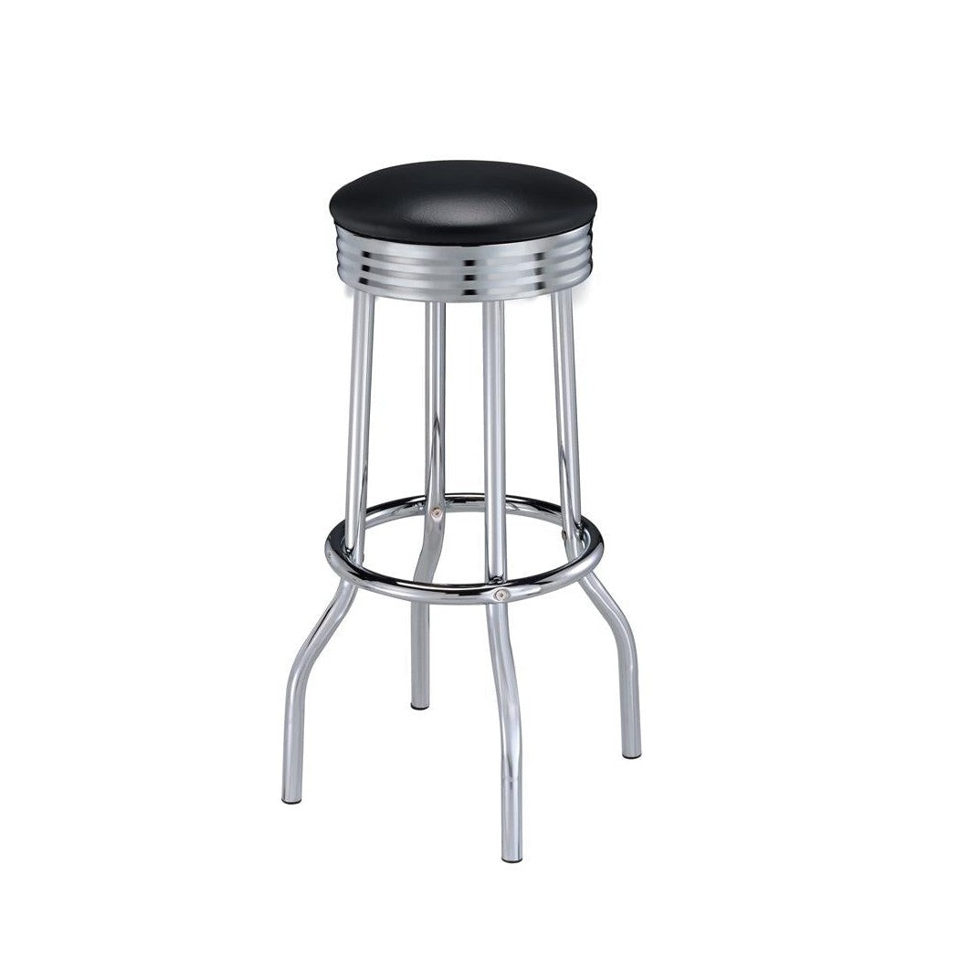 Theodore Upholstered Top Bar Stools Black and Chrome (Set of 2) 2408