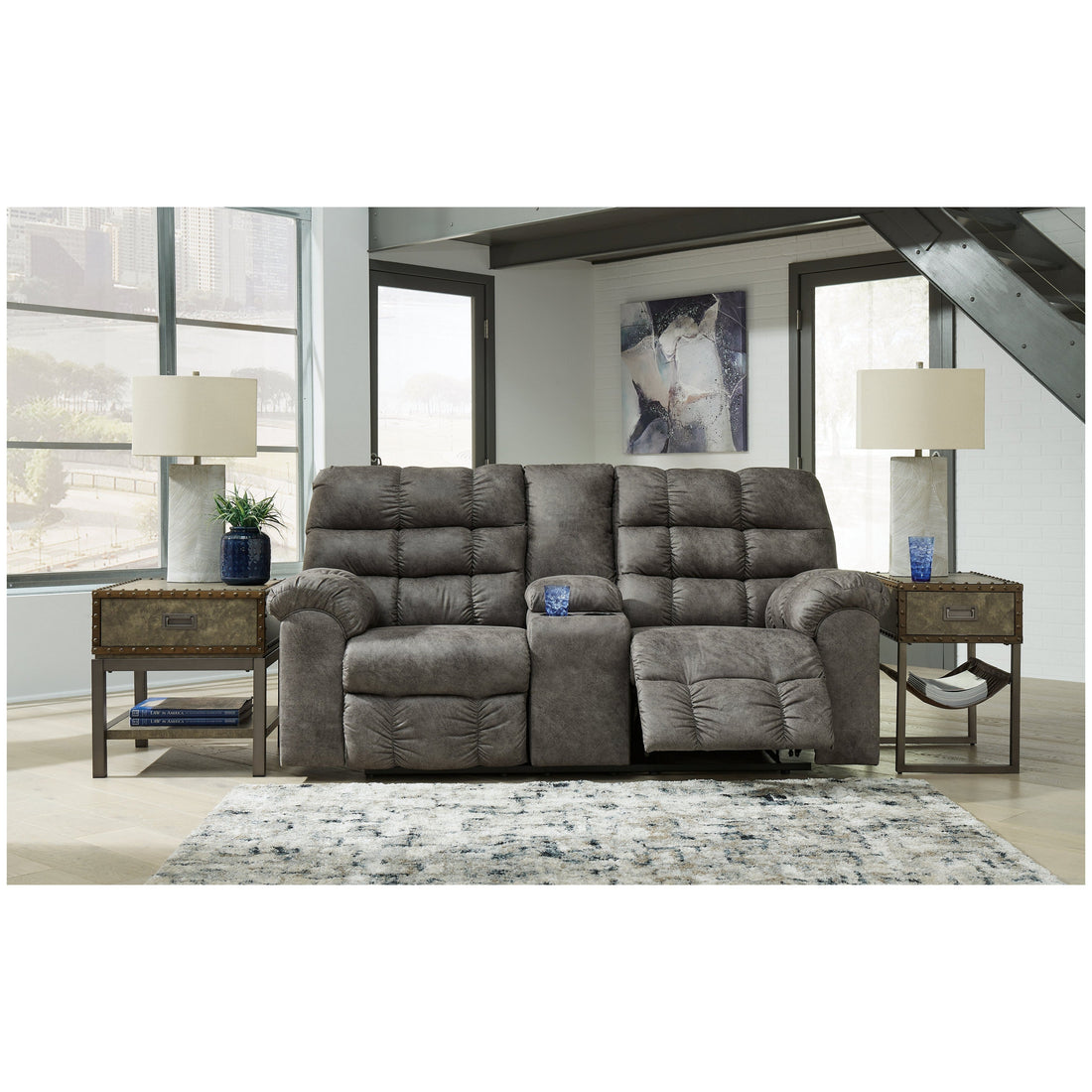 Derwin Reclining Loveseat with Console Ash-2840294