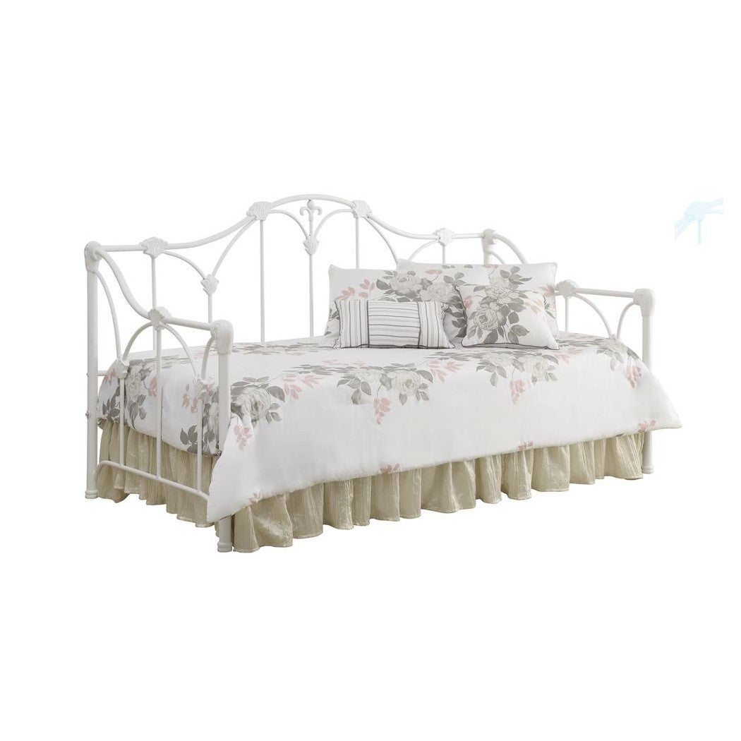 Halladay Twin Metal Daybed with Floral Frame White 300216