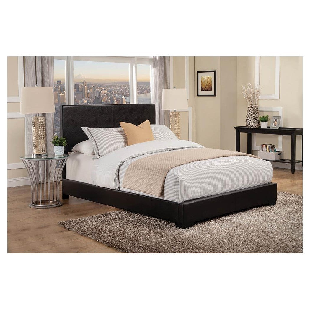 Conner Queen Upholstered Panel Bed Black 300260Q