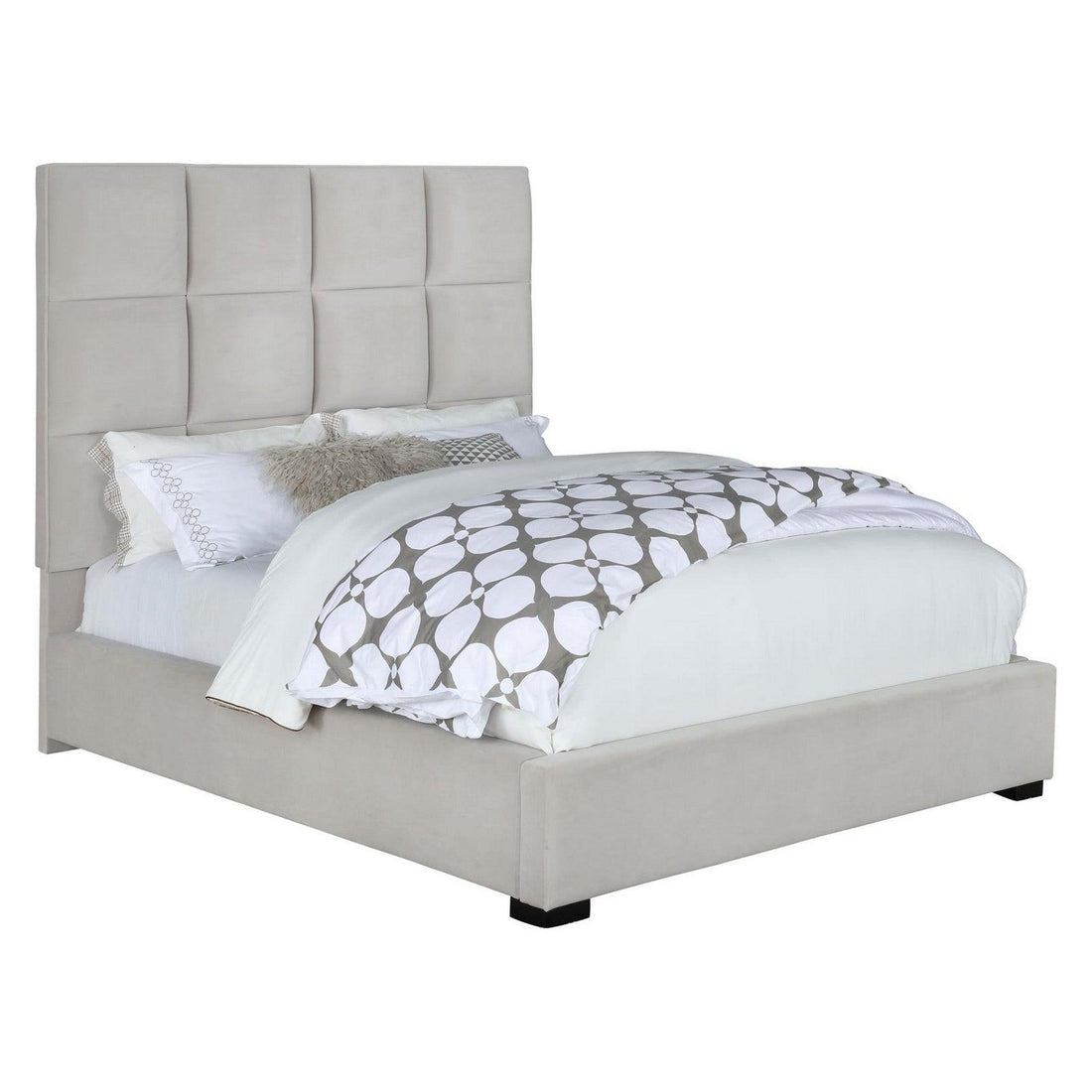 Panes Queen Tufted Upholstered Panel Bed Beige 315850Q