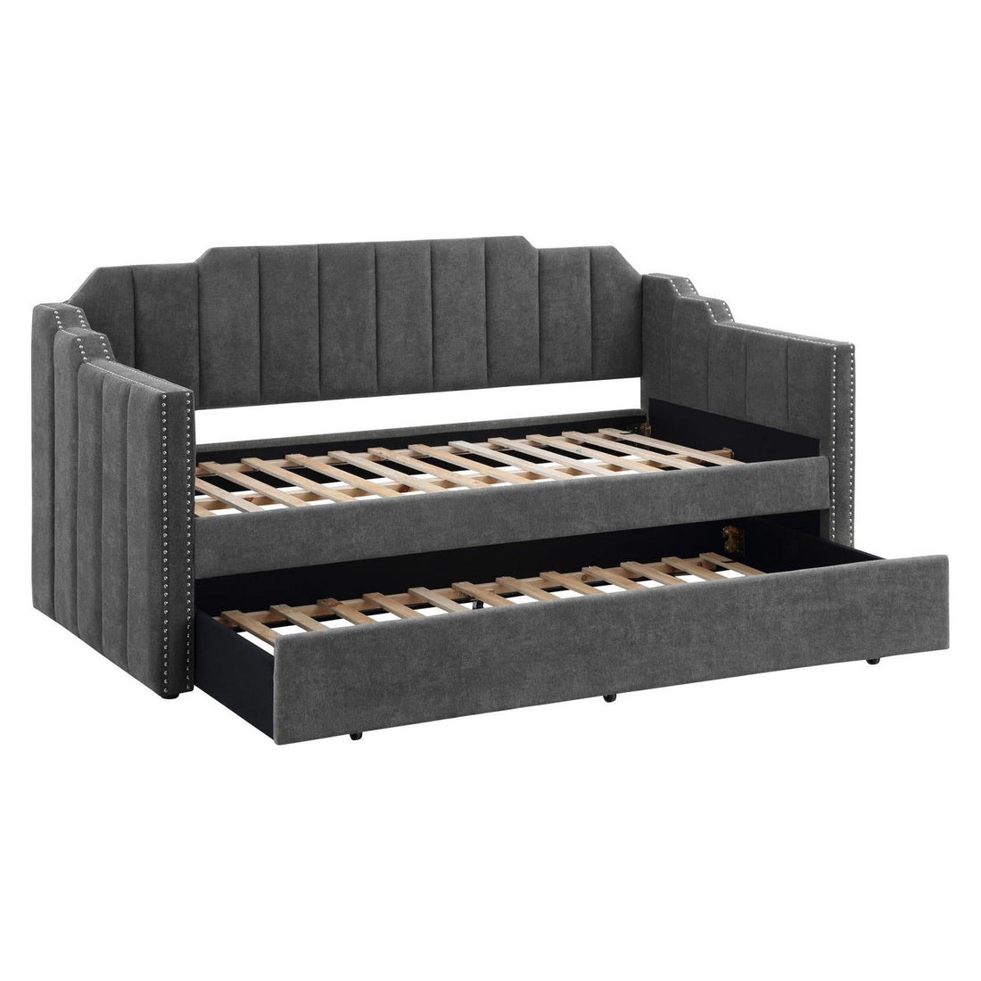Kingston Upholstered Twin Daybed with Trundle Charcoal 315962