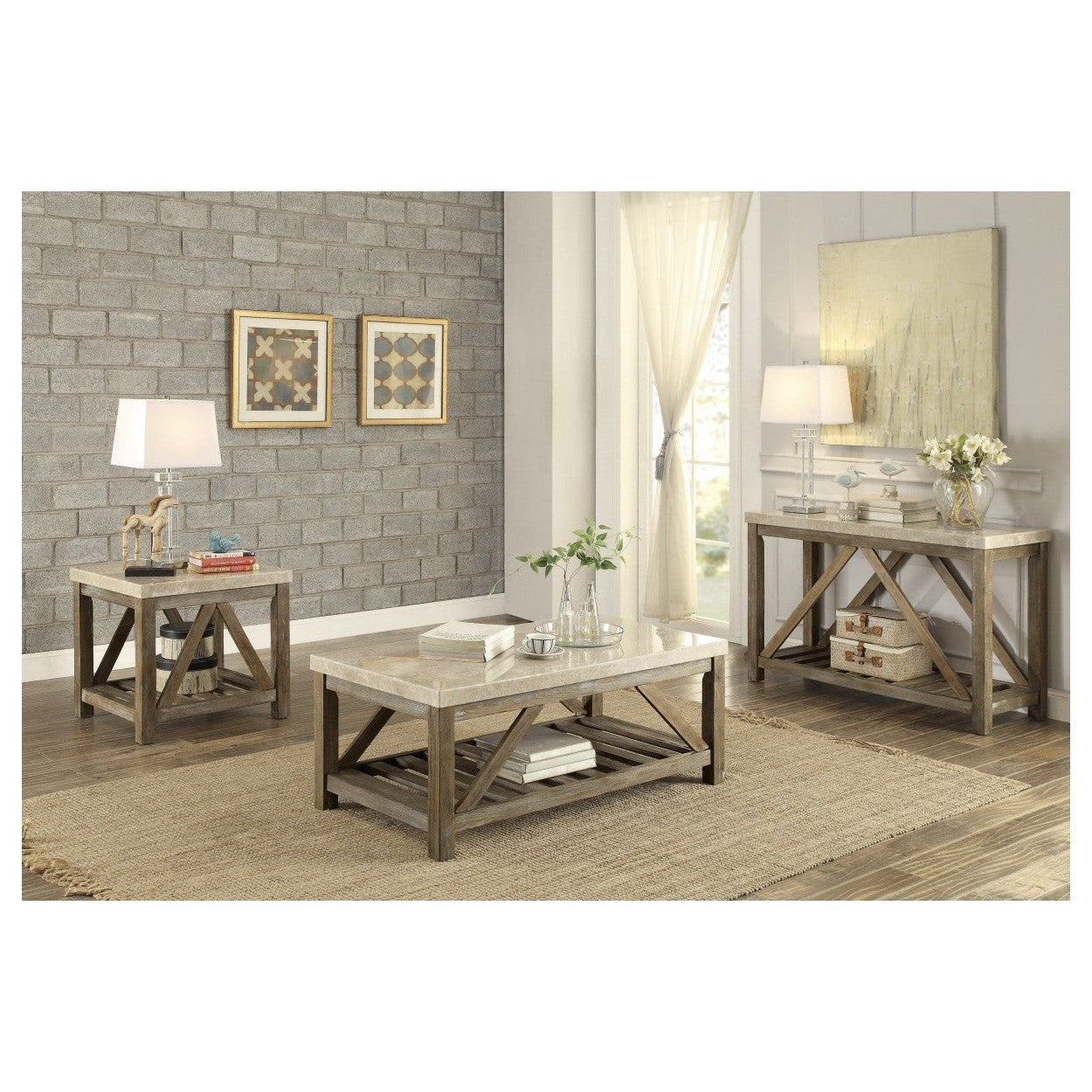 SOFA TBL, WHITE MARBLE TOP 3551-05