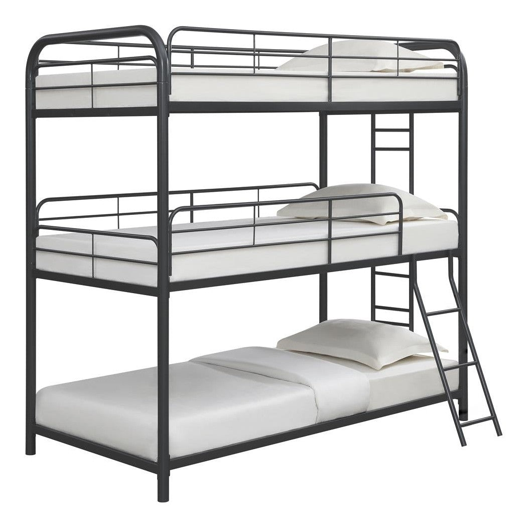 Garner Triple Bunk Bed with Ladder Gunmetal 400777