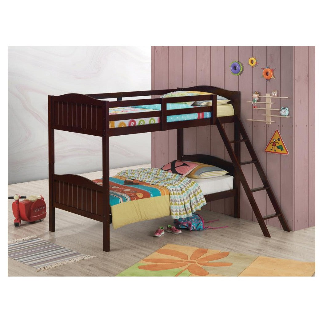 Arlo Twin/Twin Bunk Bed with Ladder Espresso 405053BRN