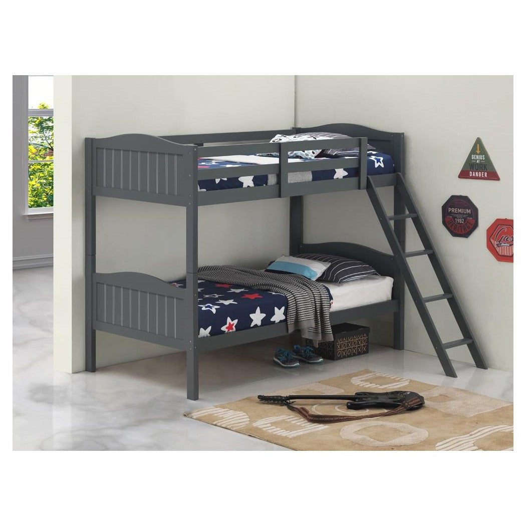 Arlo Twin/Twin Bunk Bed with Ladder Grey 405053GRY