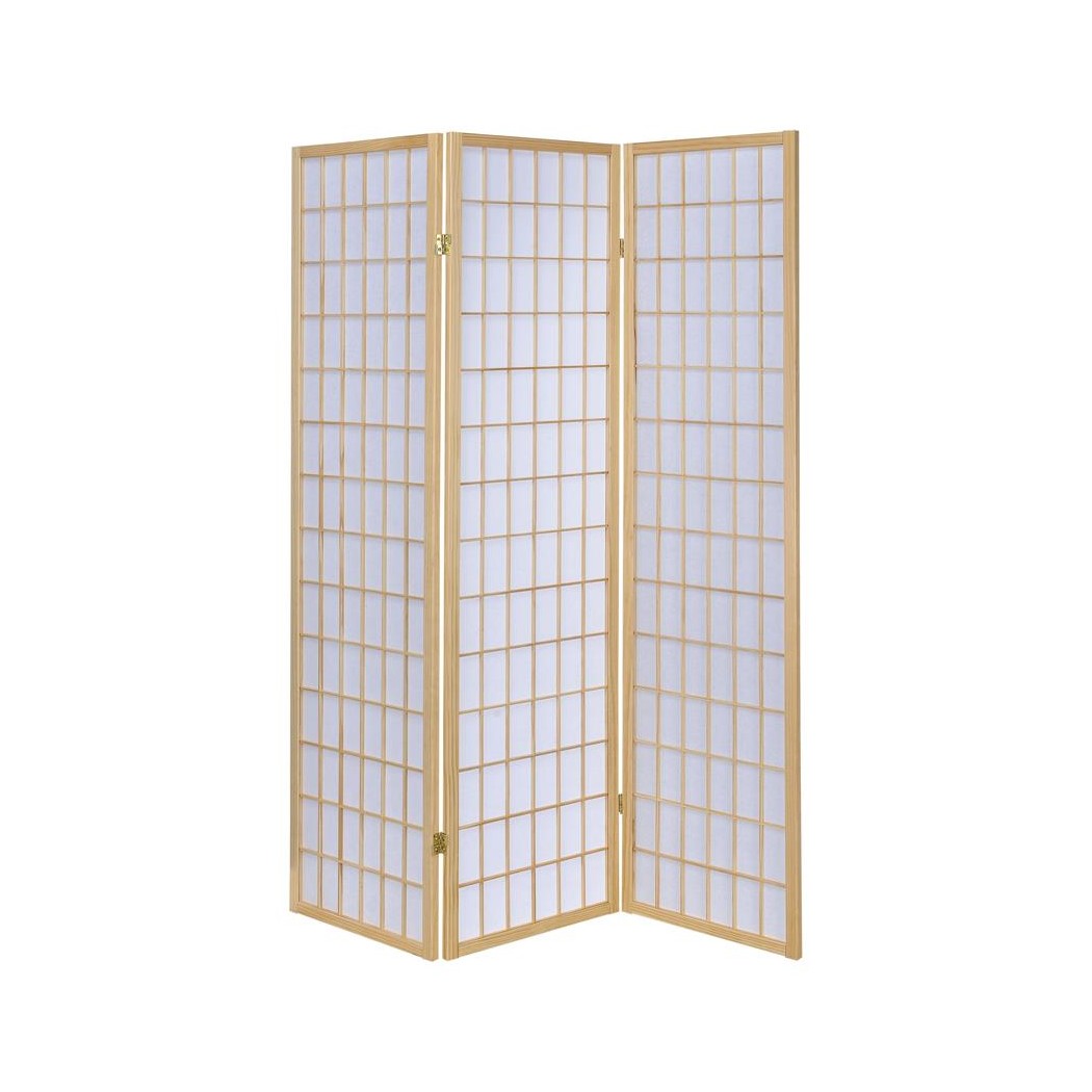 Carrie 3-panel Folding Screen Natural and White 4621