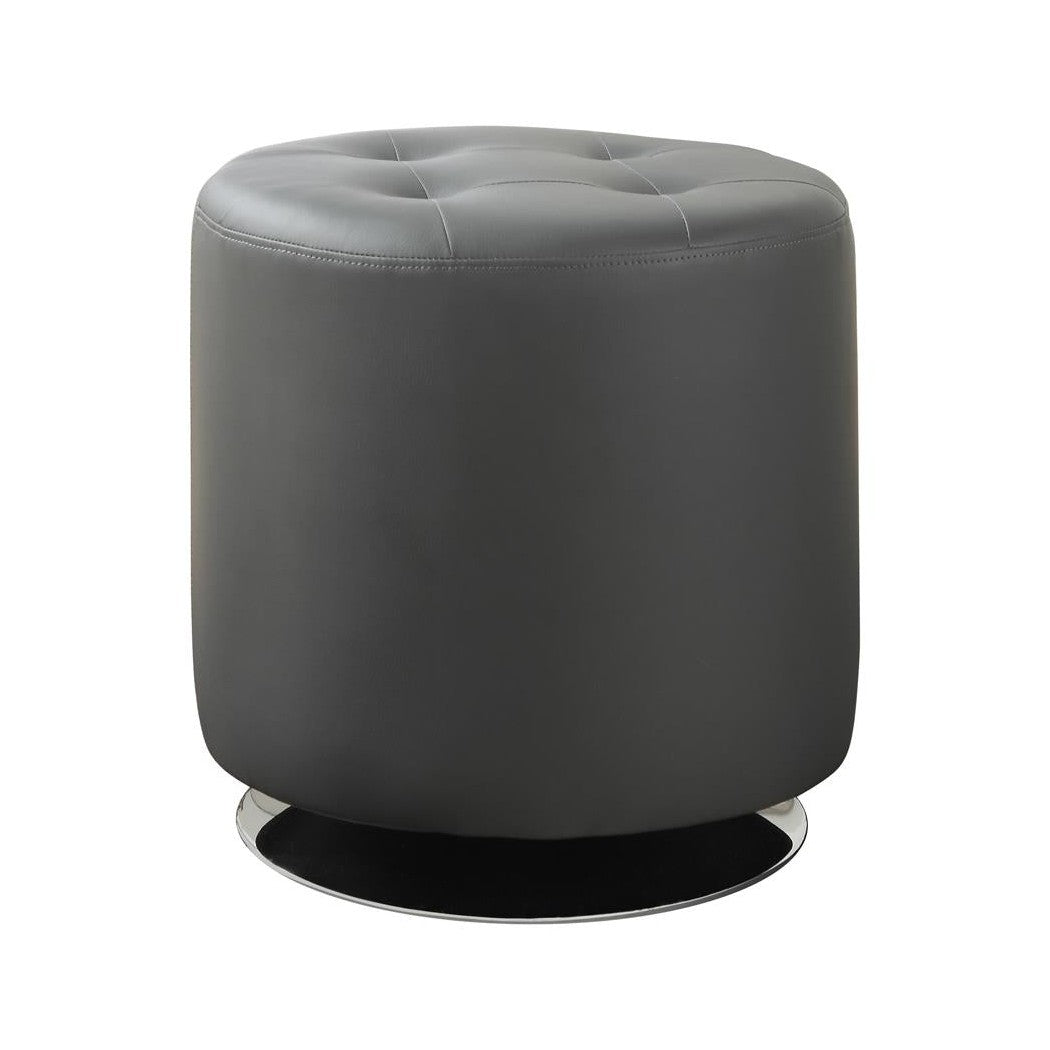 Bowman Round Upholstered Ottoman Grey 500555