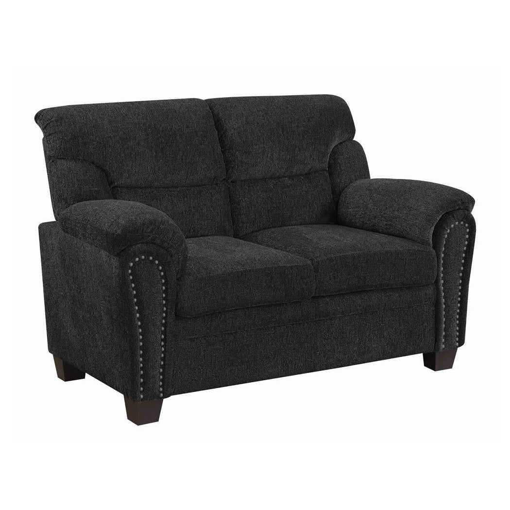Clemintine Upholstered Loveseat with Nailhead Trim Graphite 506575