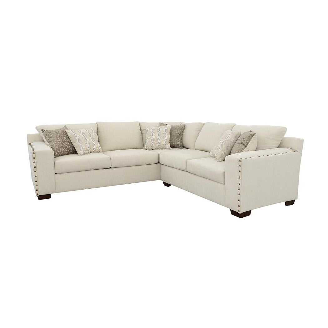 Aria L-shaped Sectional with Nailhead Oatmeal 508610