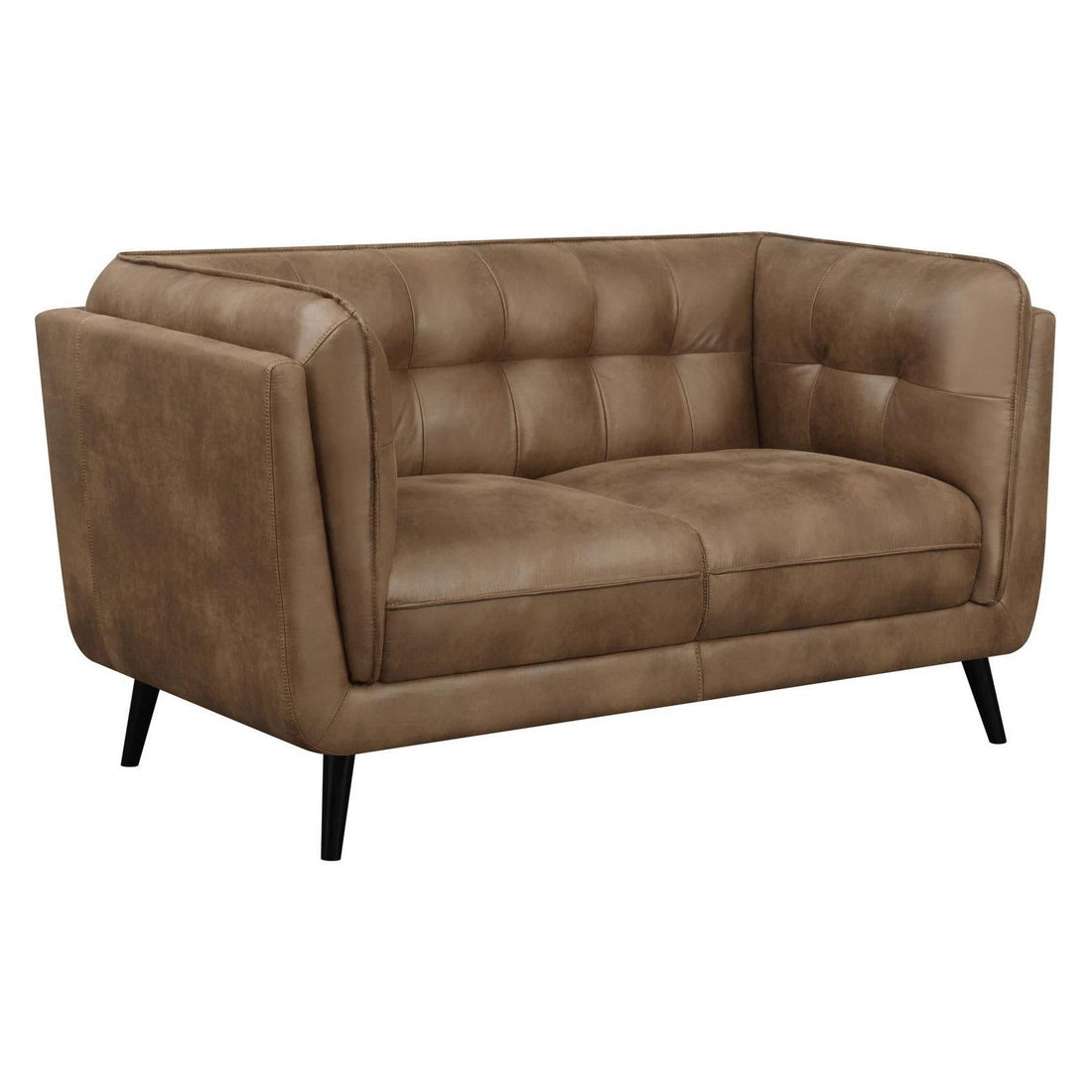 Thatcher Upholstered Button Tufted Loveseat Brown 509422