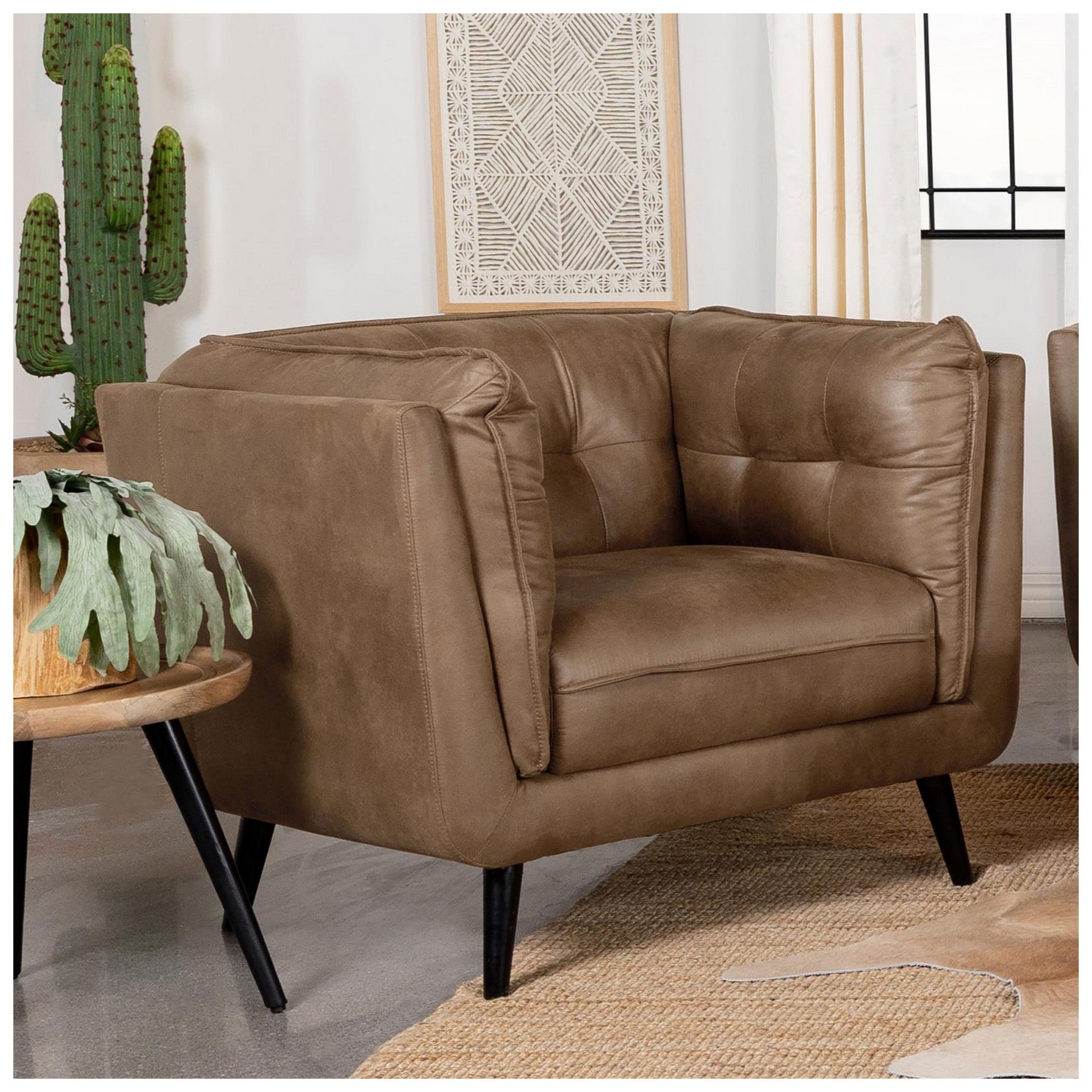 Thatcher Upholstered Button Tufted Chair Brown 509423