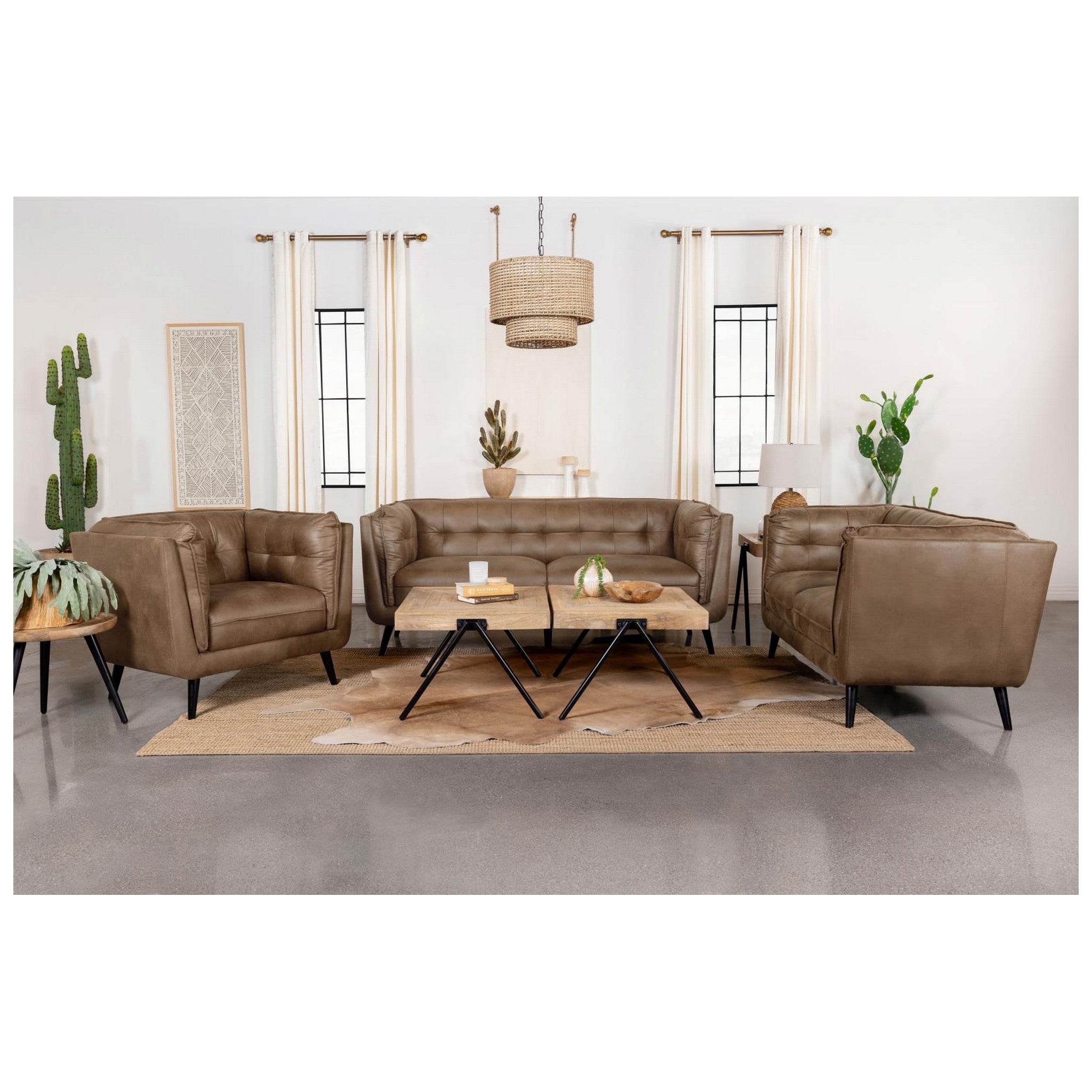 Thatcher Upholstered Button Tufted Chair Brown 509423
