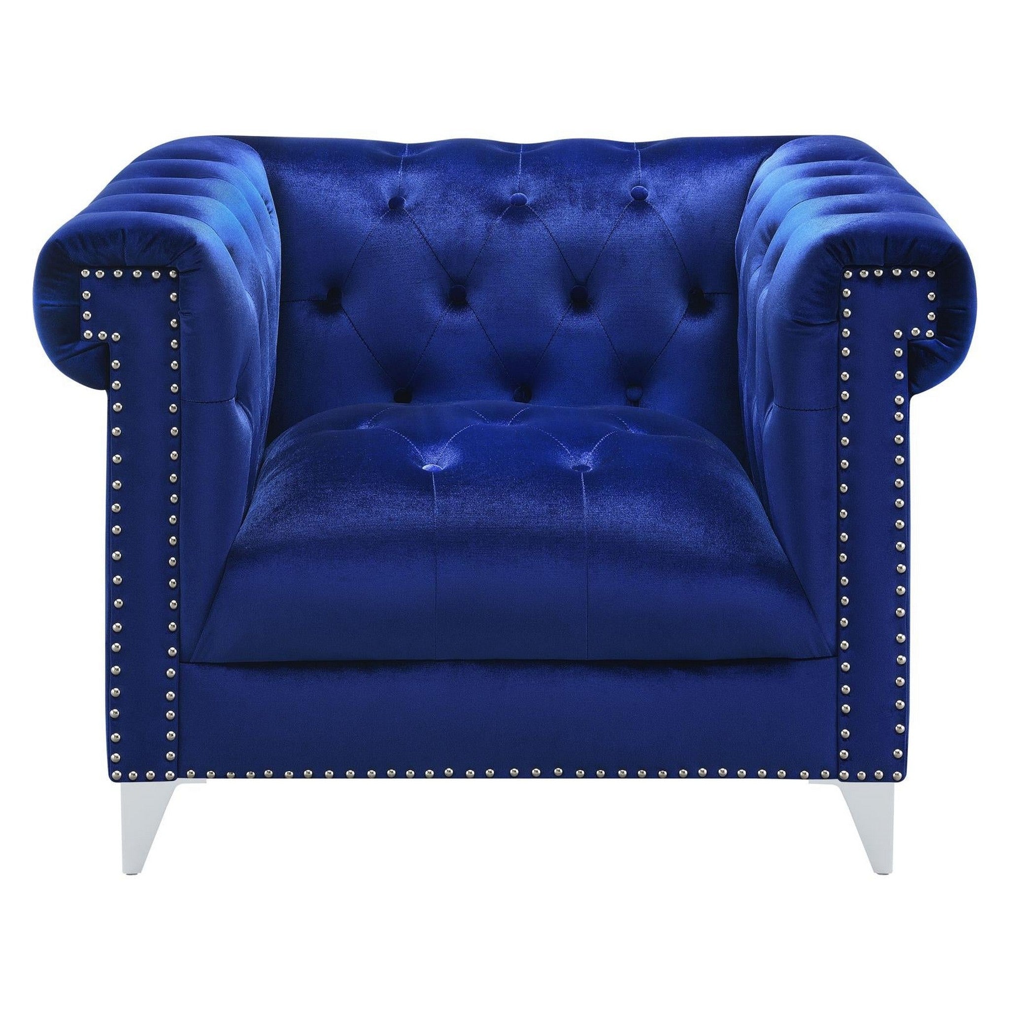 Bleker Tufted Tuxedo Arm Chair Blue 509483