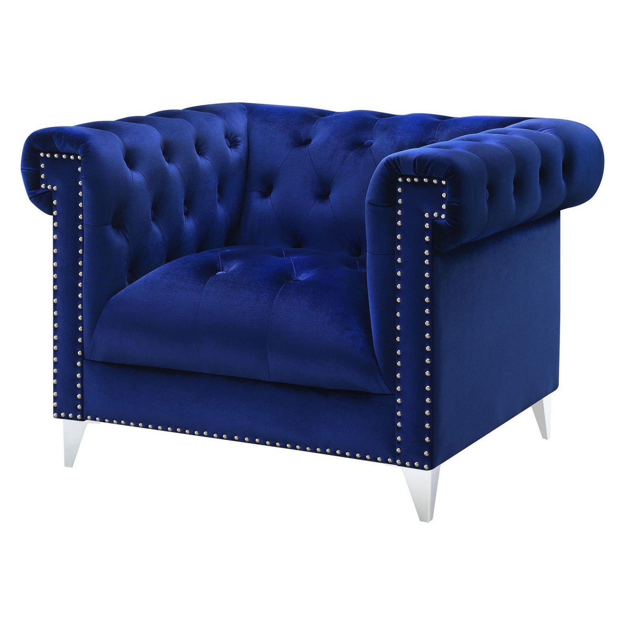 Bleker Tufted Tuxedo Arm Chair Blue 509483