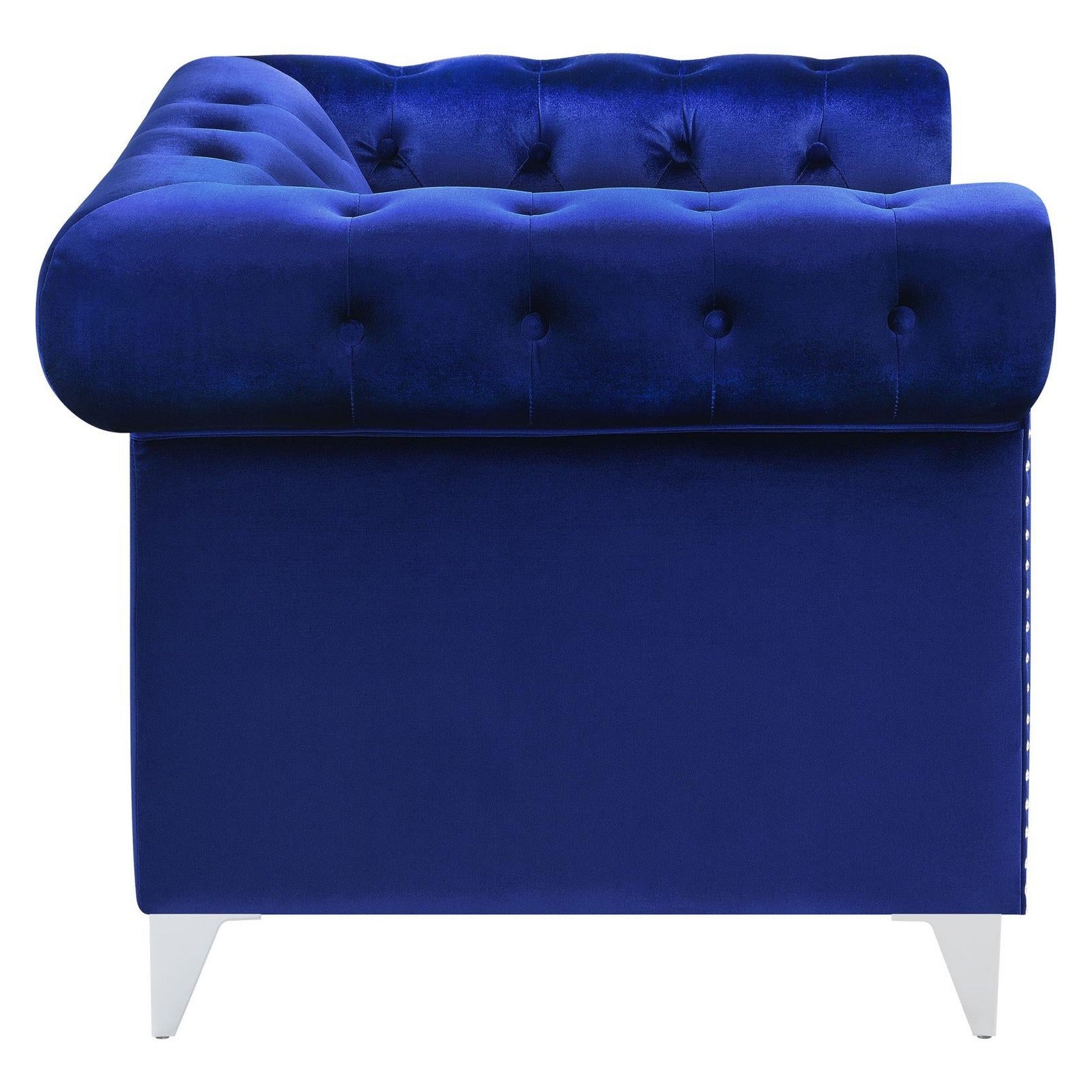 Bleker Tufted Tuxedo Arm Chair Blue 509483