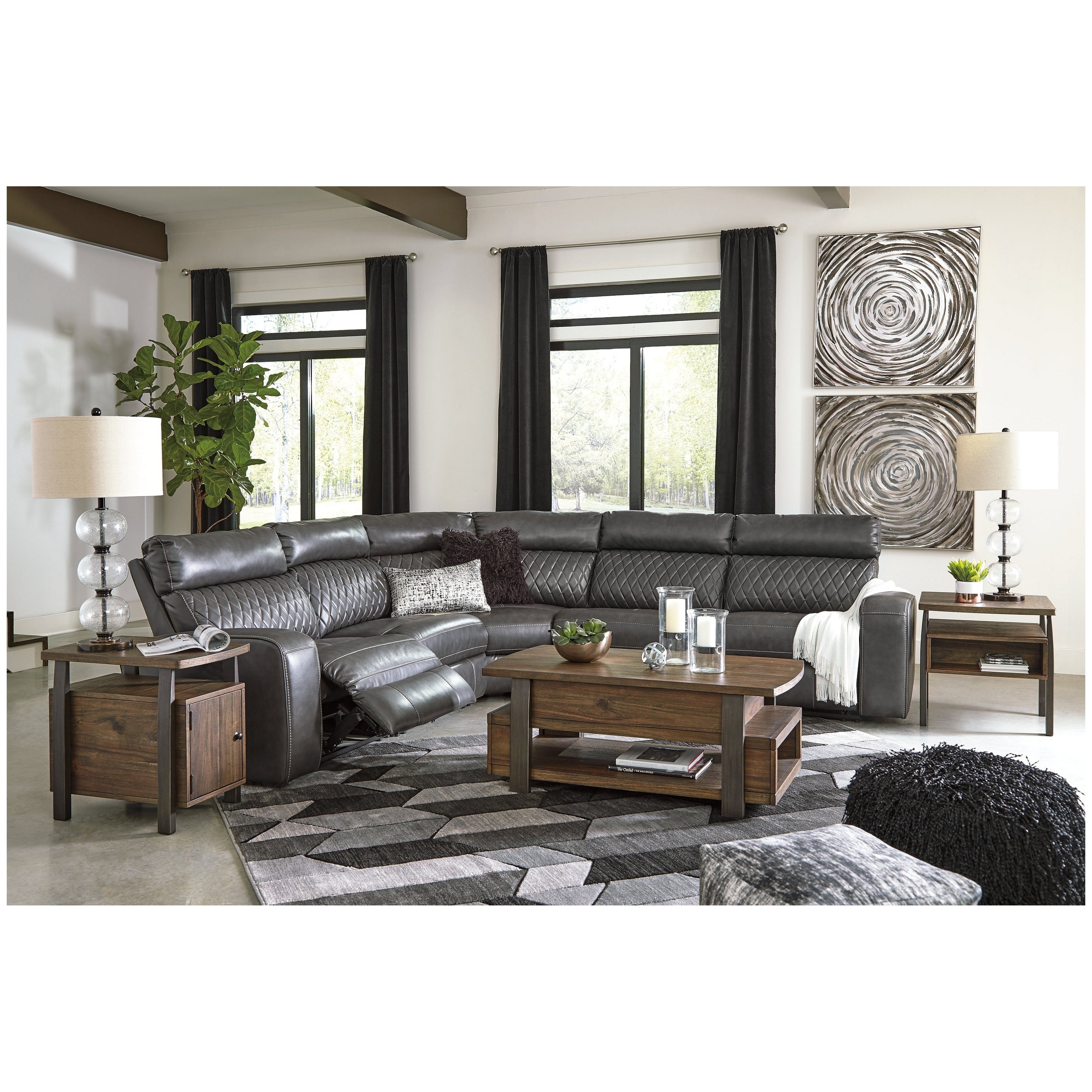 Samperstone 5-Piece Power Reclining Sectional Ash-55203S1