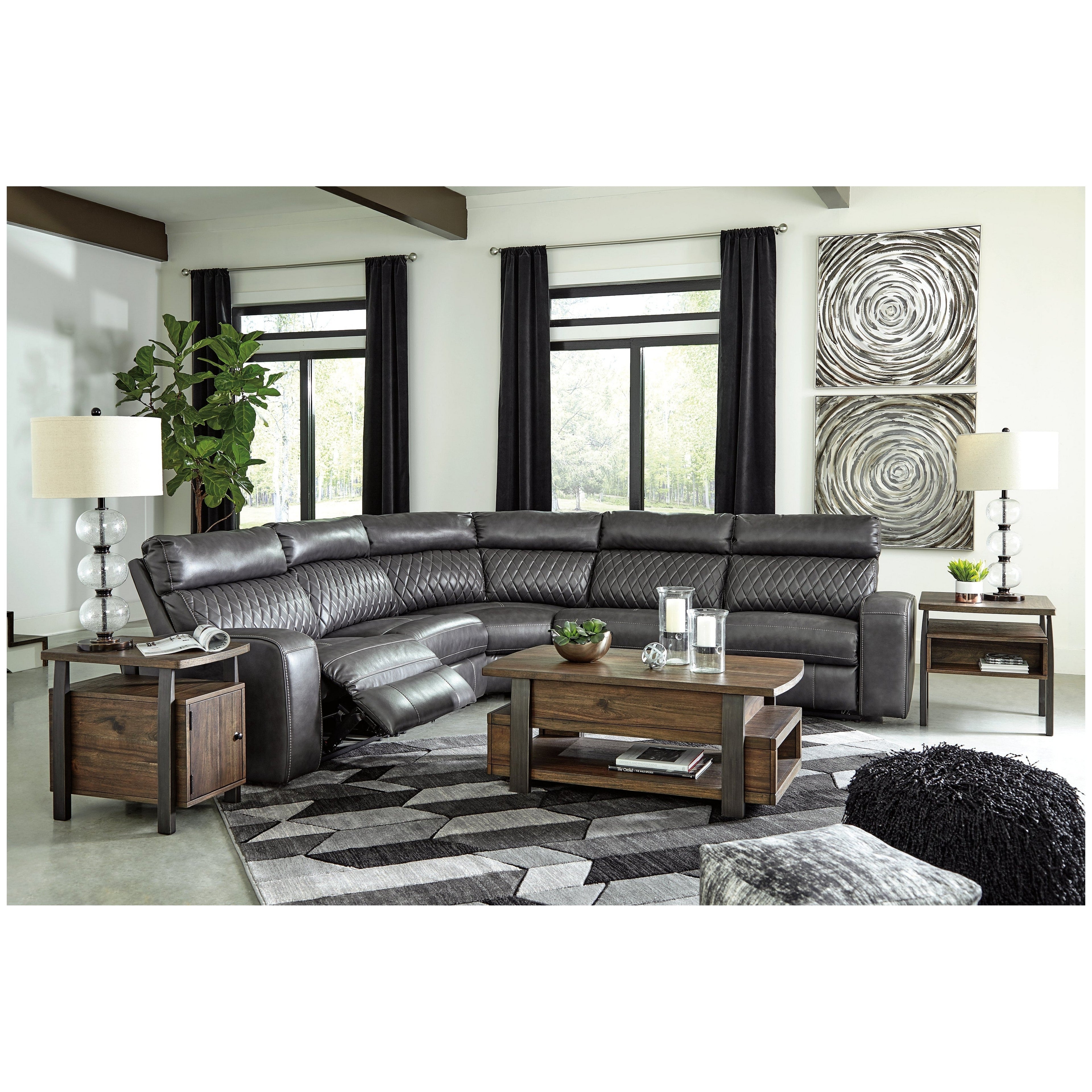 Samperstone 5-Piece Power Reclining Sectional Ash-55203S1