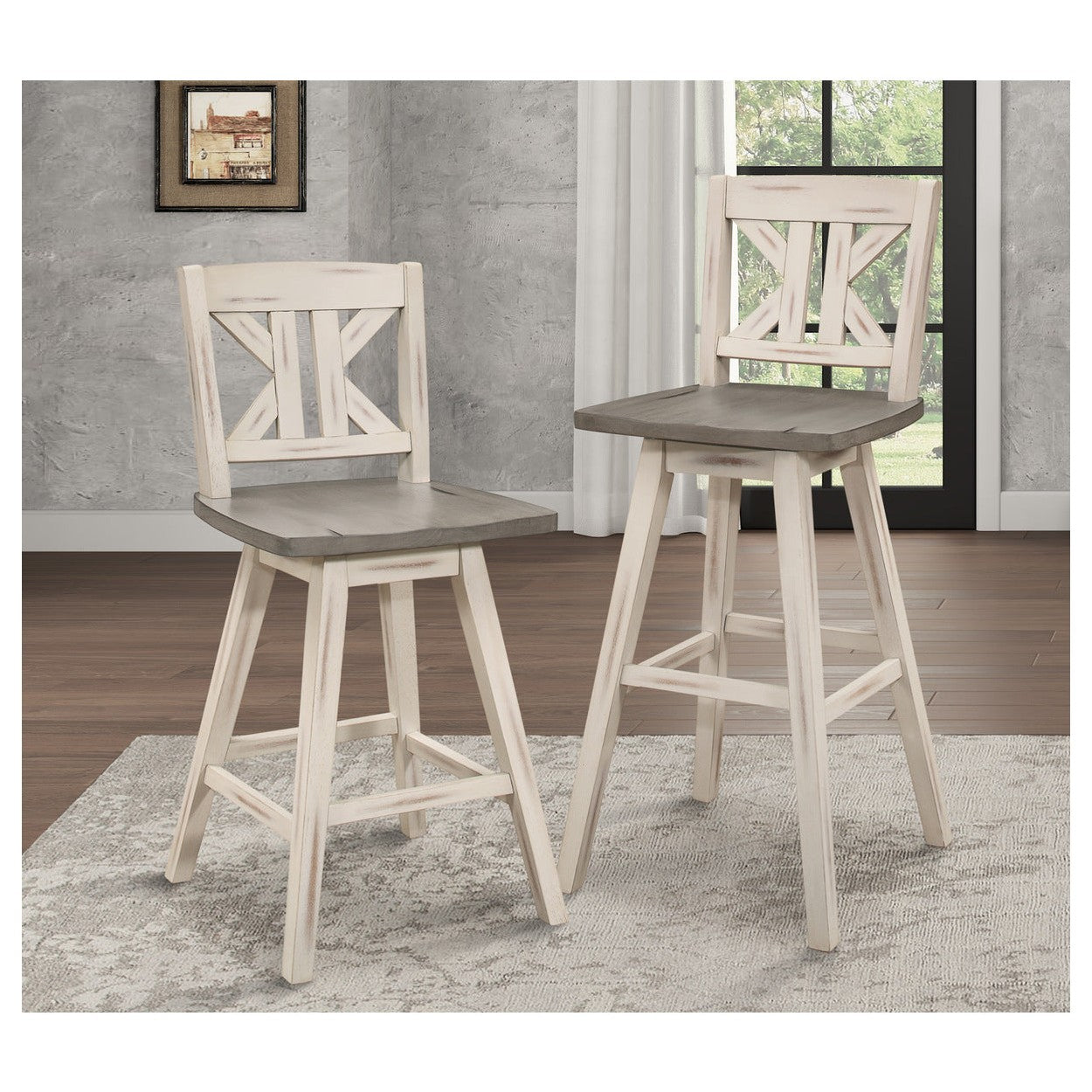 SWIVEL CNTR HGHT CHR, SOLID WOOD,WHITE 5602-24WTS1