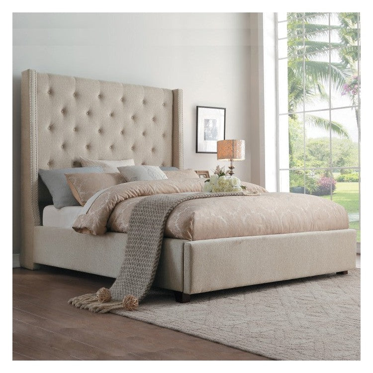 (2) FULL BED, BEIGE FABRIC 5877FBE-1*