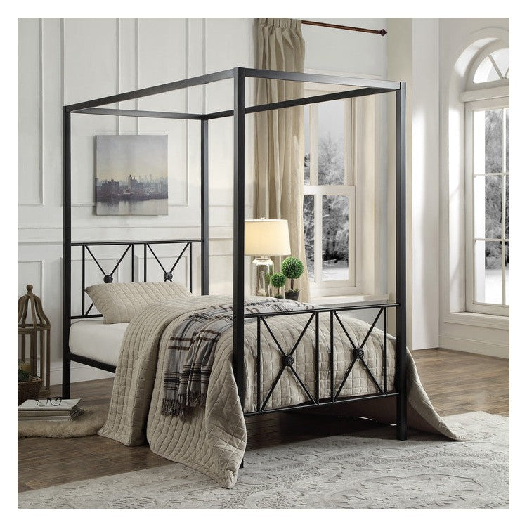 TWIN SIZE CANOPY METAL BED, SQ POST, 3A 1759T-1