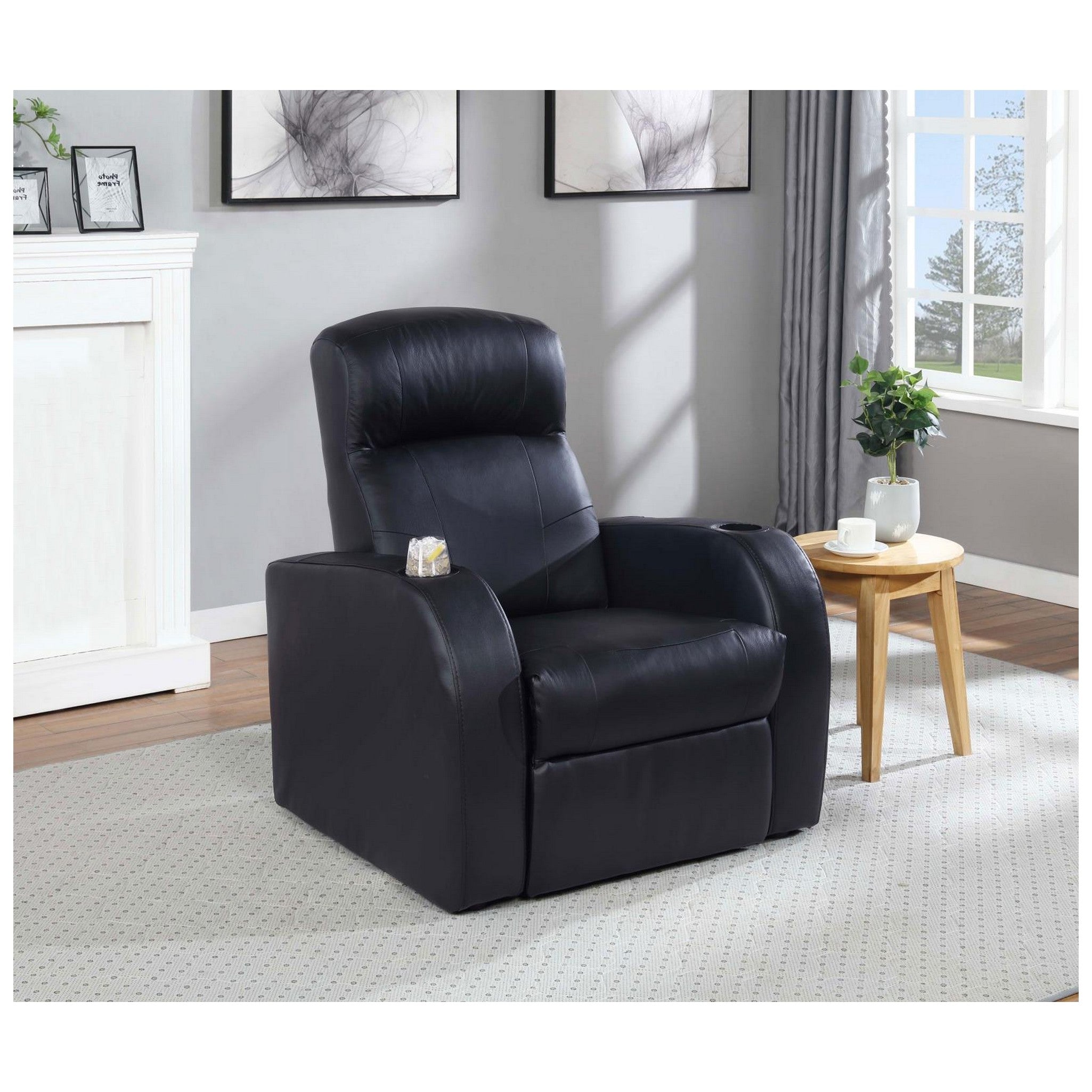 Cyrus Home Theater Upholstered Recliner Black 600001