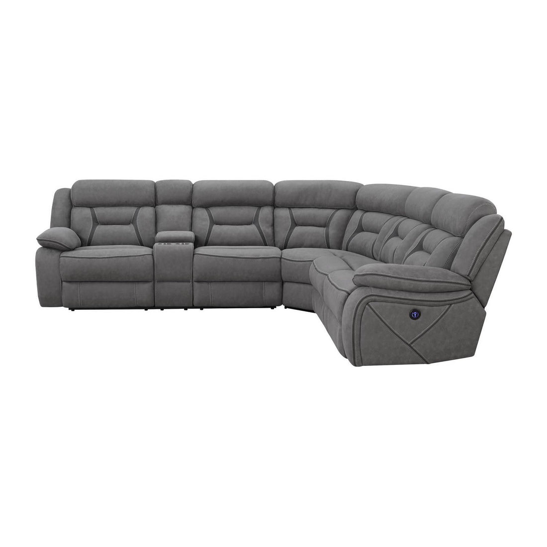 Higgins Four-Piece Upholstered Power Sectional Grey 600370