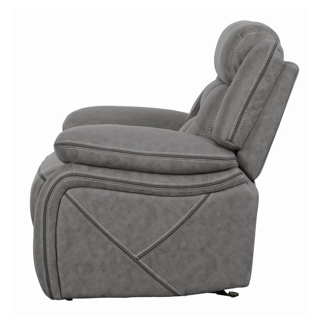 Higgins Overstuffed Upholstered Glider Recliner Grey 602263