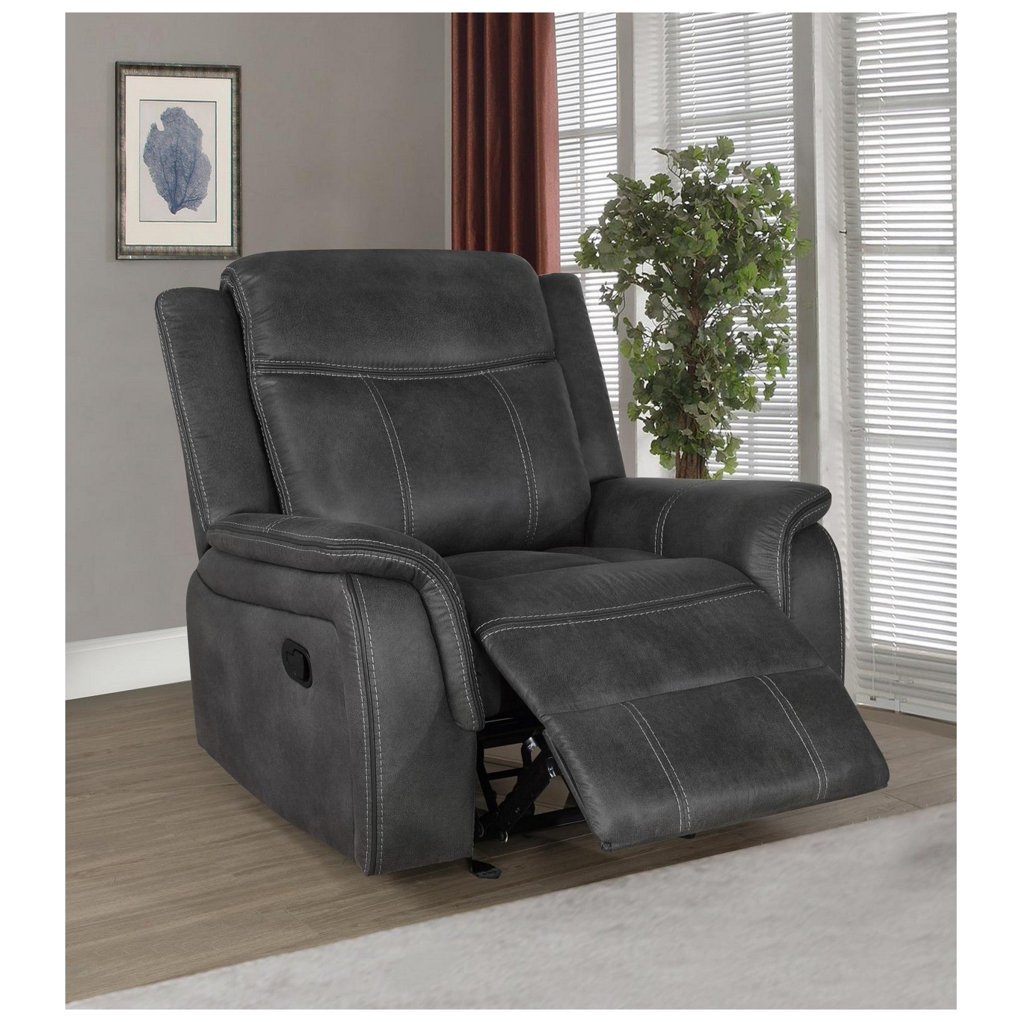 Lawrence Upholstered Tufted Back Glider Recliner 603506