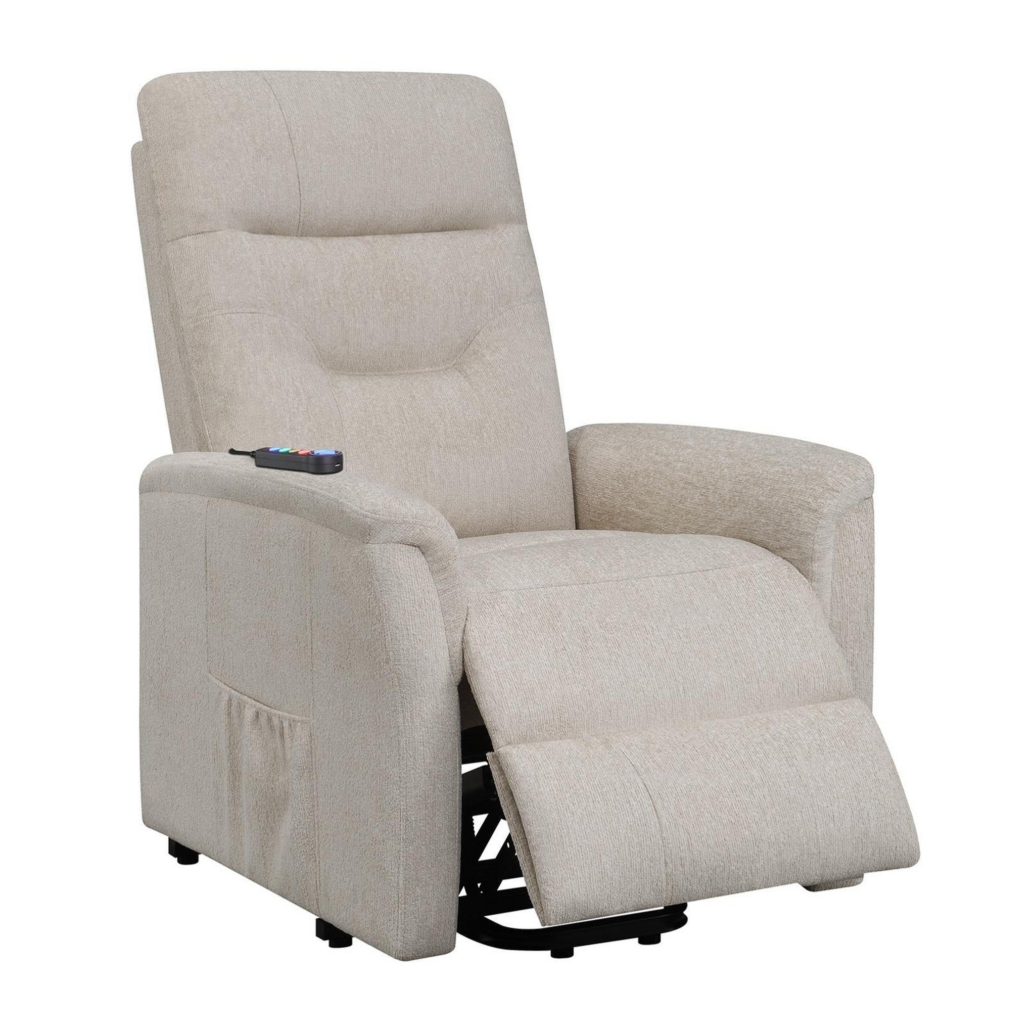 Henrietta Power Lift Recliner with Storage Pocket Beige 609405P