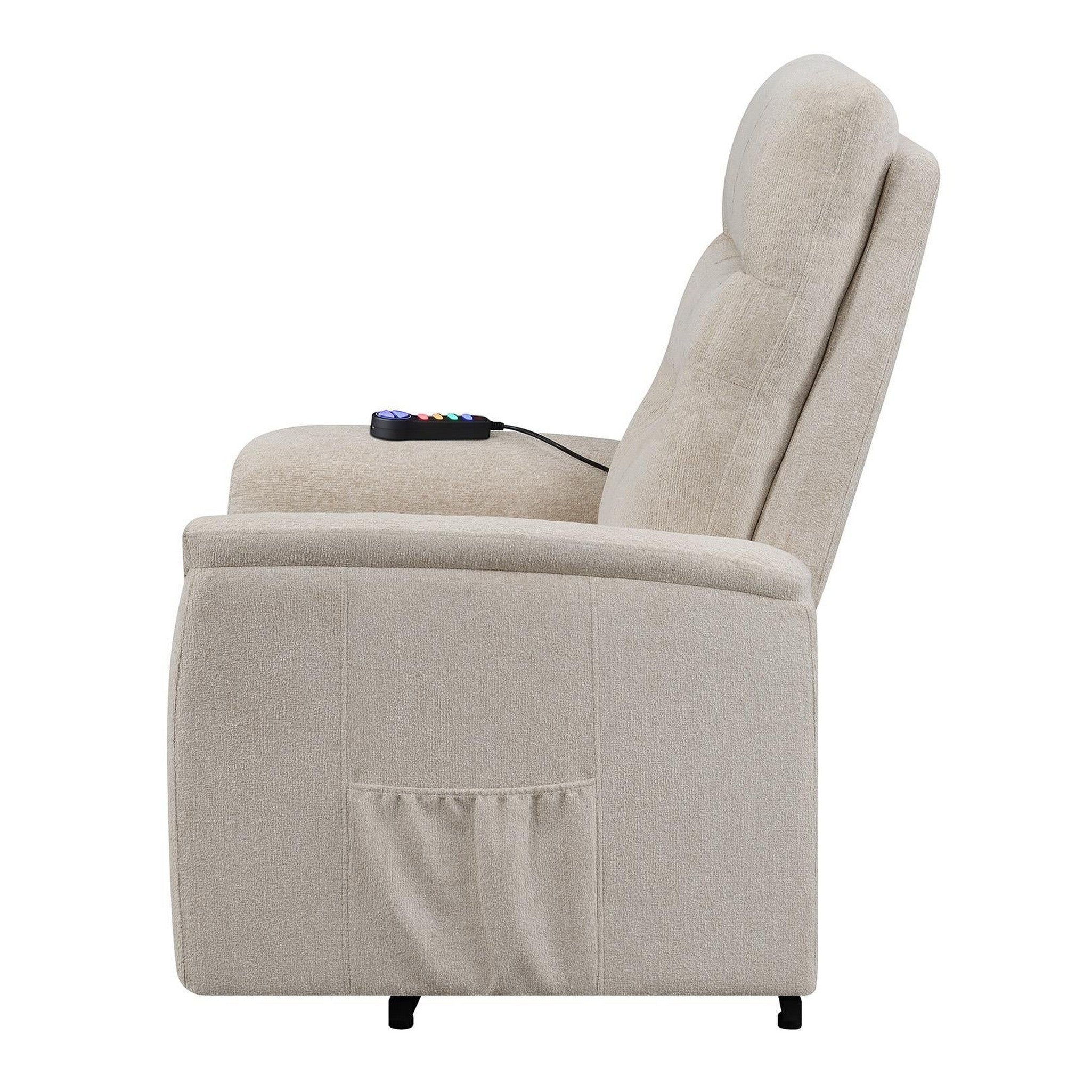 Henrietta Power Lift Recliner with Storage Pocket Beige 609405P