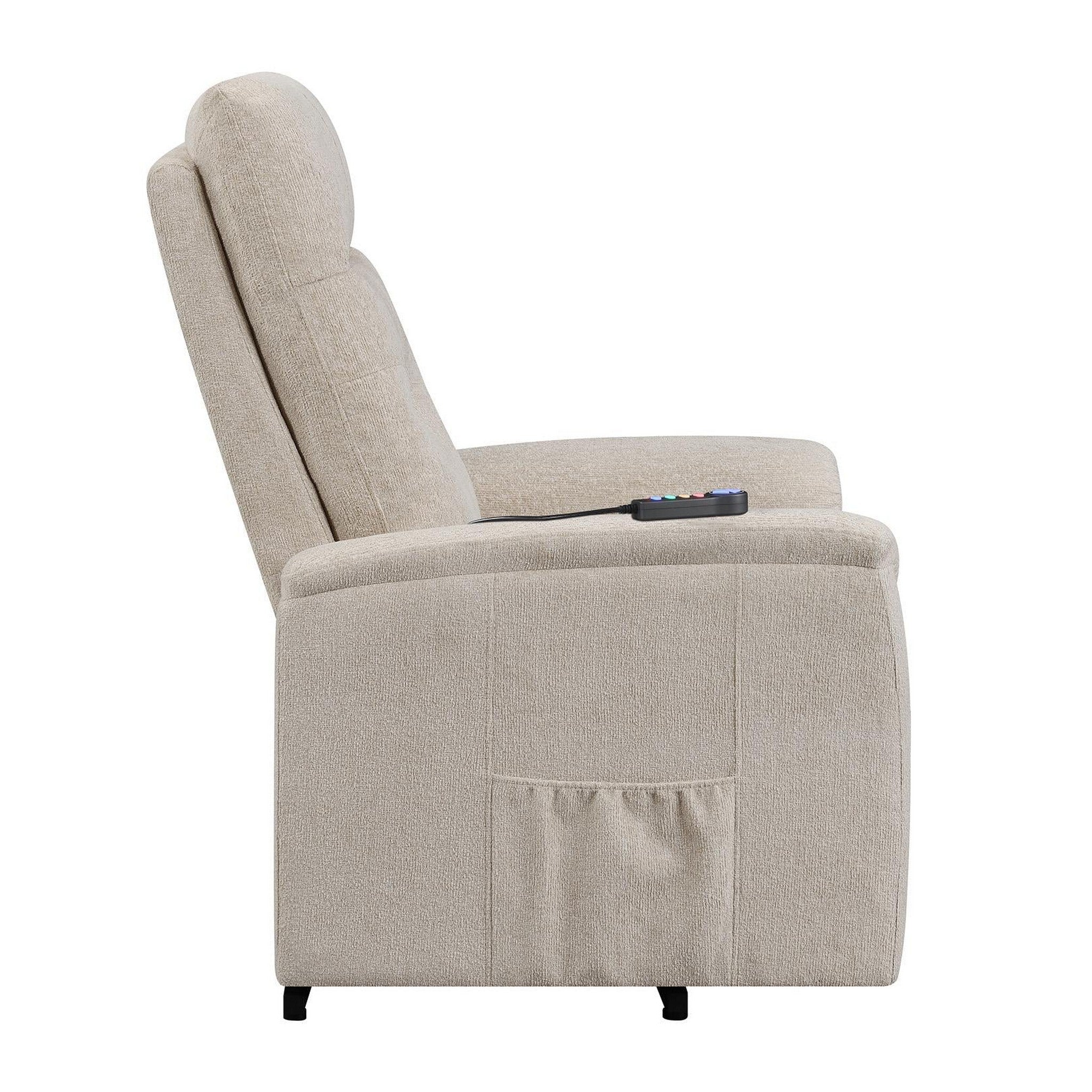 Henrietta Power Lift Recliner with Storage Pocket Beige 609405P