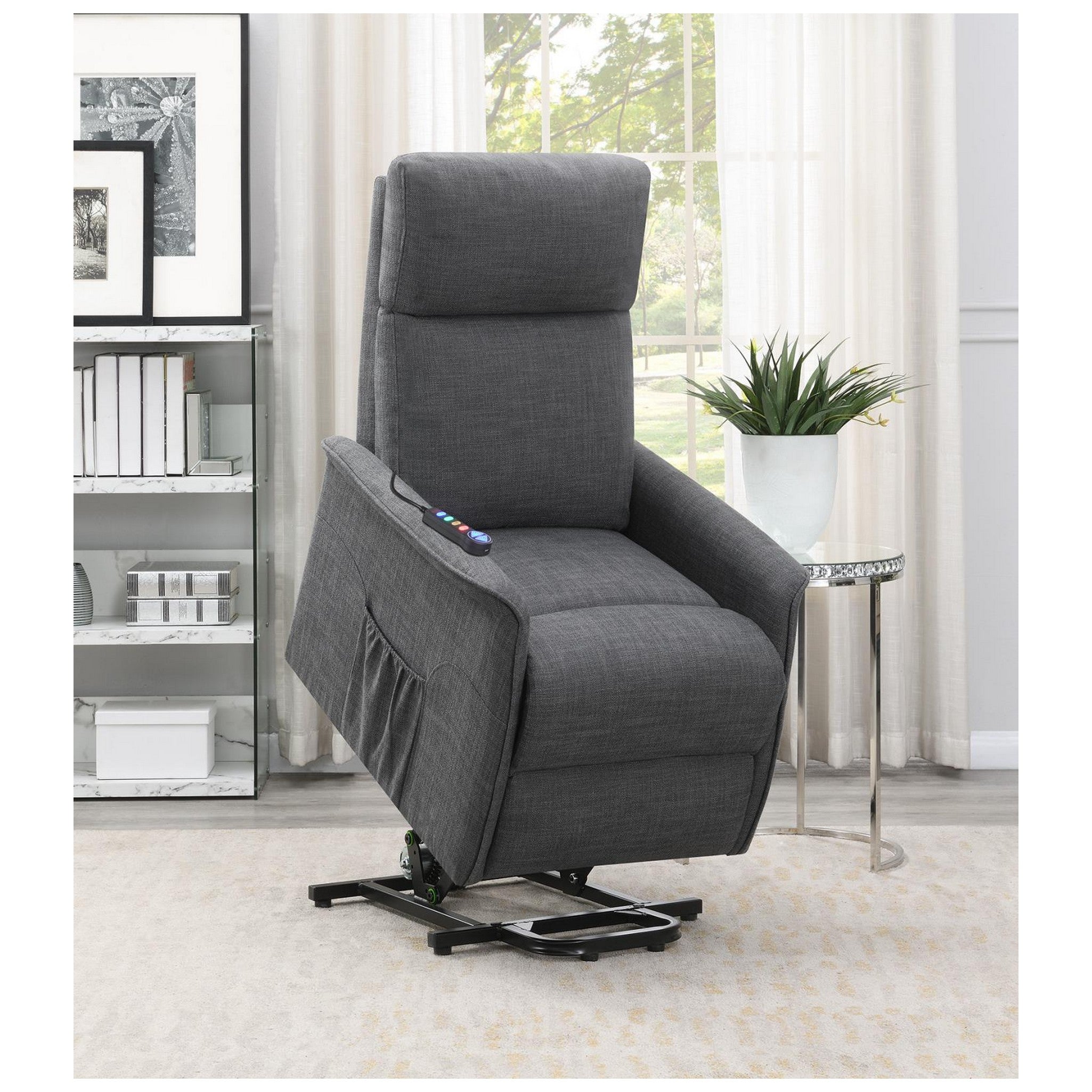 Herrera Power Lift Recliner with Wired Remote Charcoal 609406P