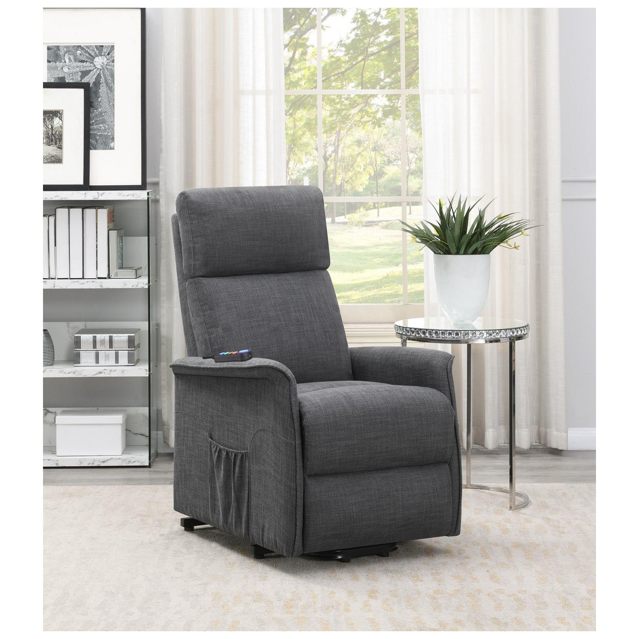 Herrera Power Lift Recliner with Wired Remote Charcoal 609406P