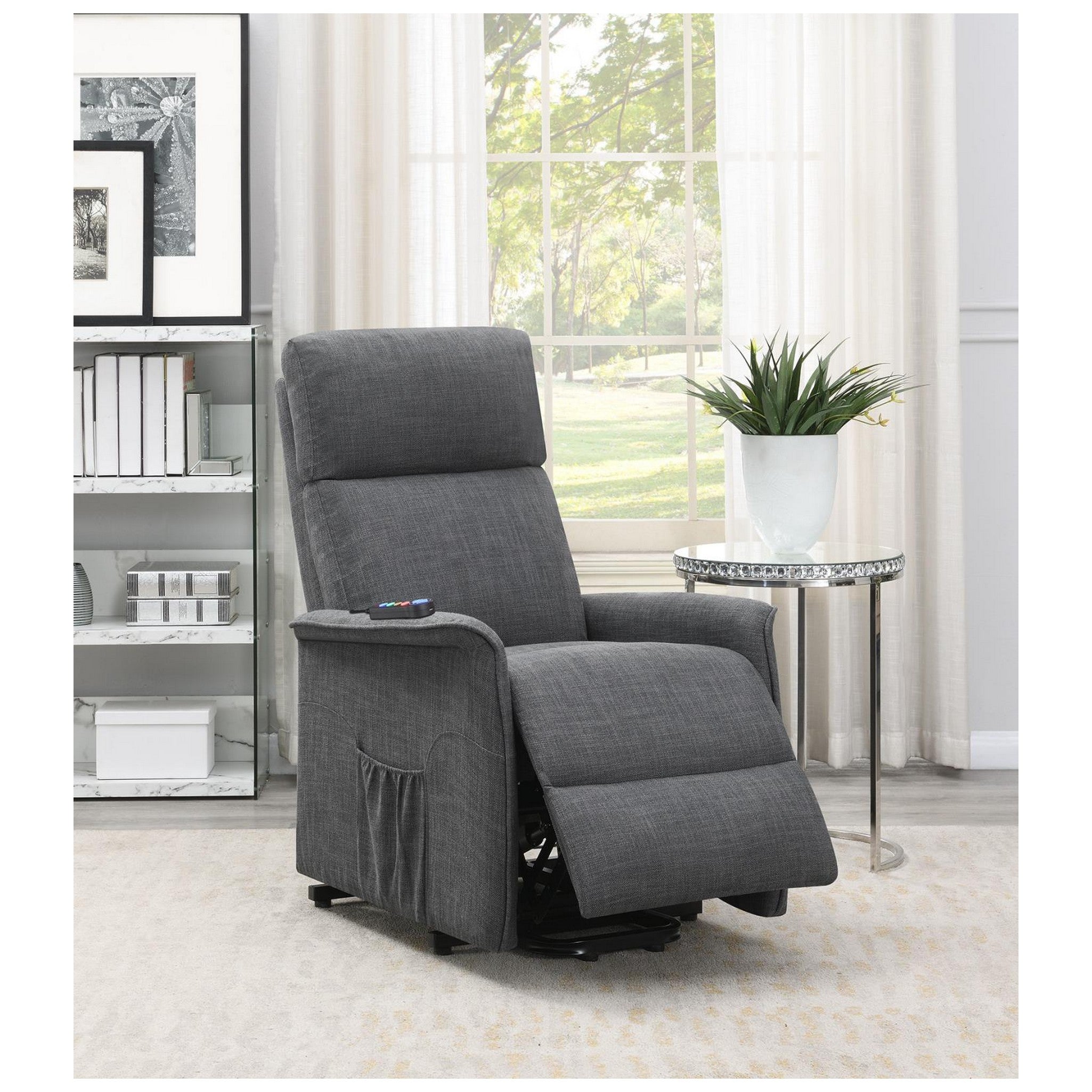 Herrera Power Lift Recliner with Wired Remote Charcoal 609406P