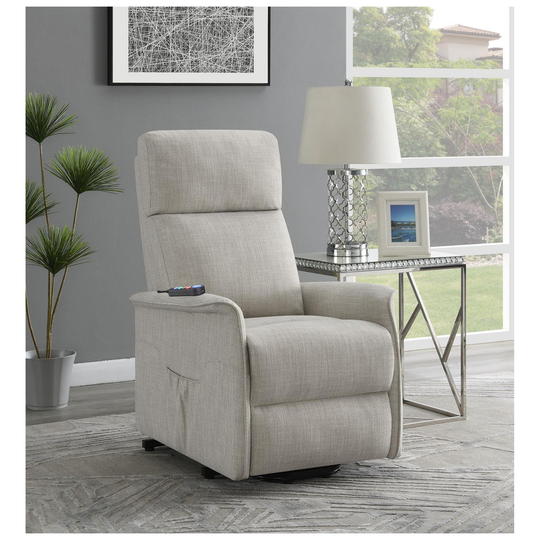 Herrera Power Lift Recliner with Wired Remote Beige 609407P