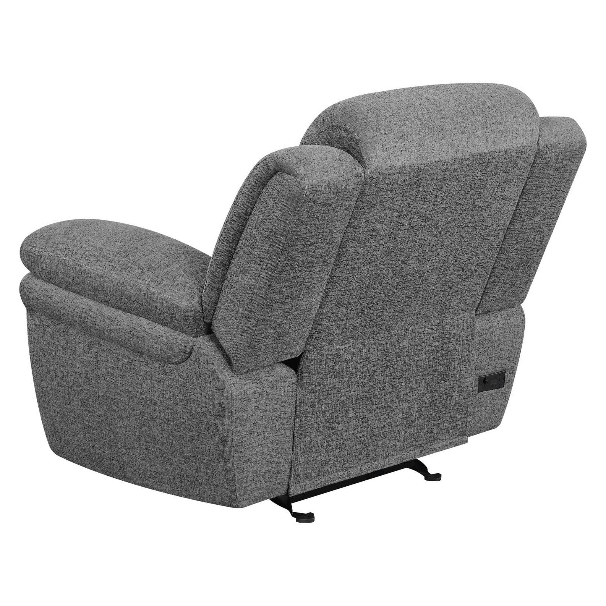 Bahrain Upholstered Power Glider Recliner Charcoal 609543P