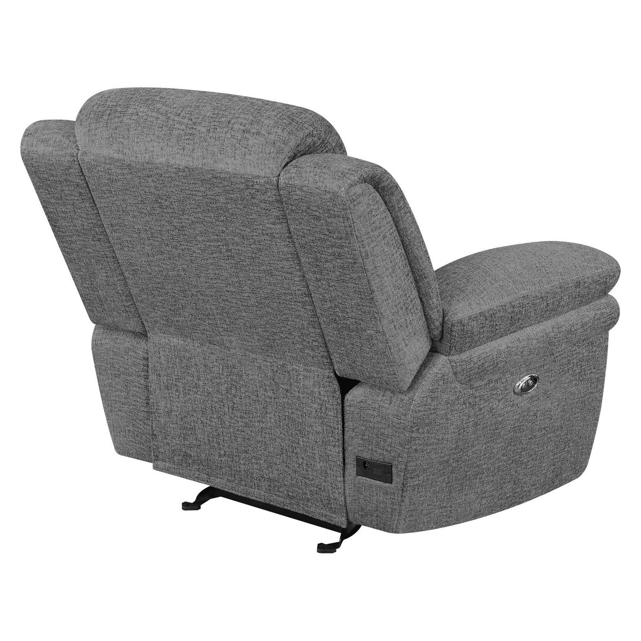 Bahrain Upholstered Power Glider Recliner Charcoal 609543P